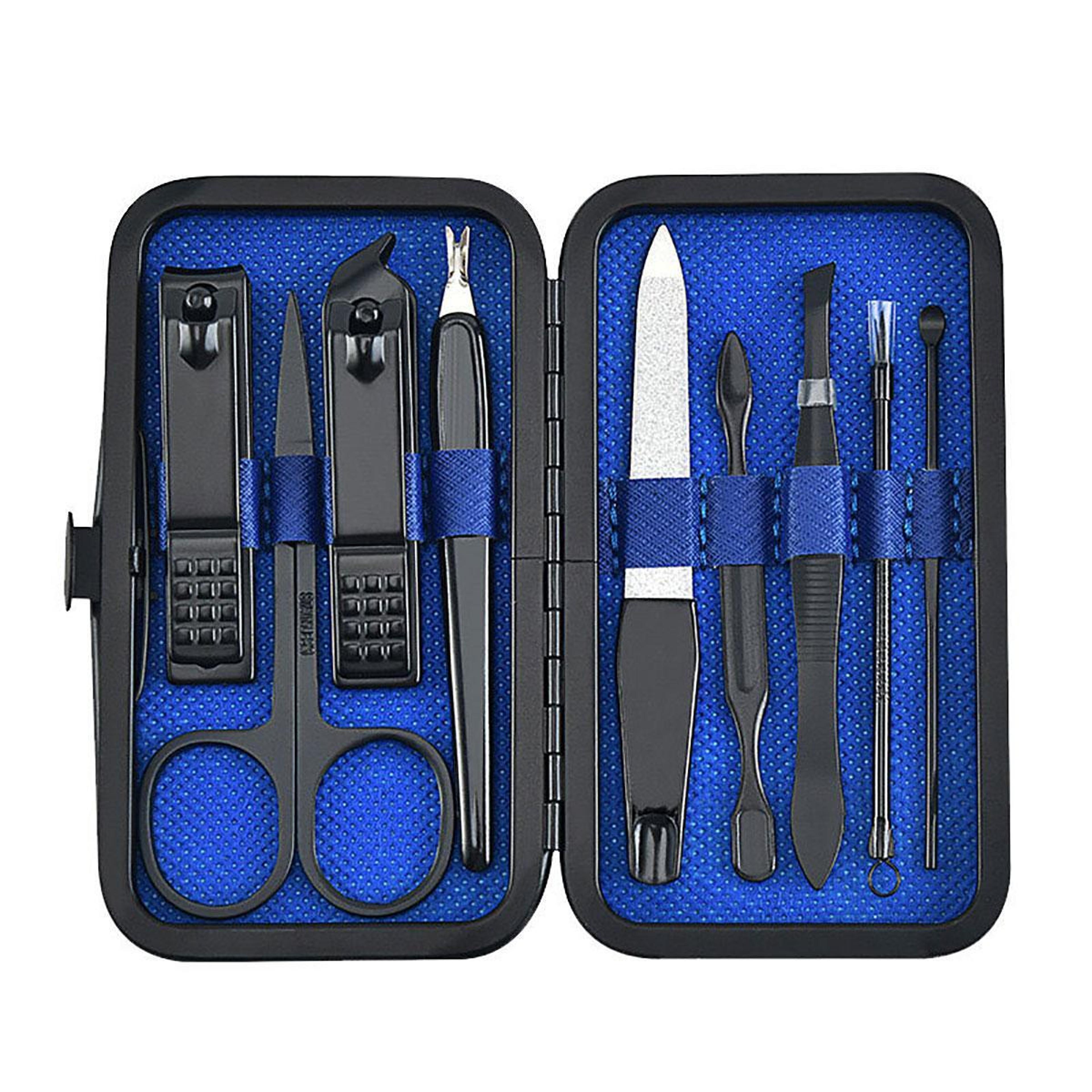 portable manicure set stainless steel nail clipper set 9 piece travel grooming kit