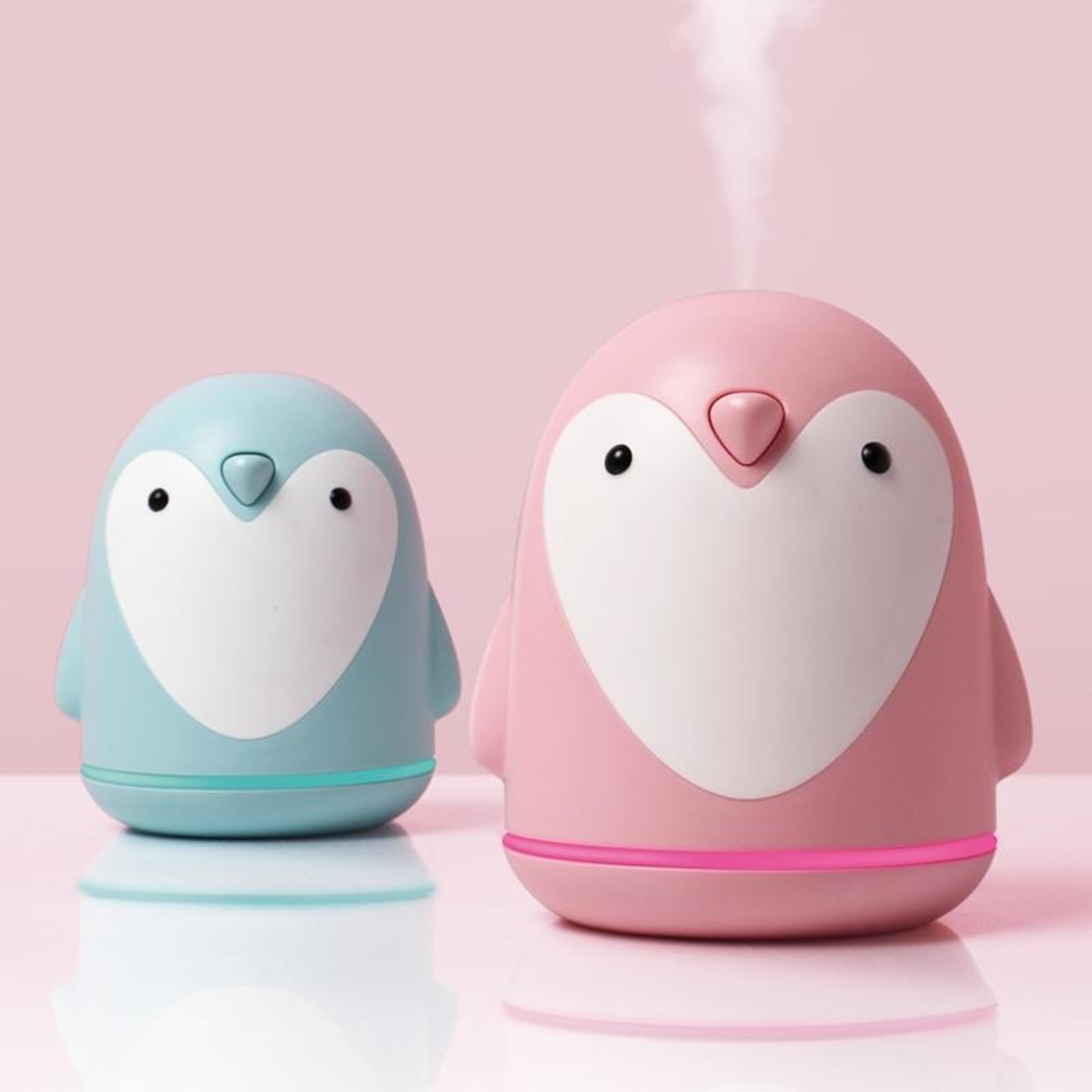 cute penguin usb humidifier 220ml aroma diffuser cool mist portable air humidifier with 7 color night light