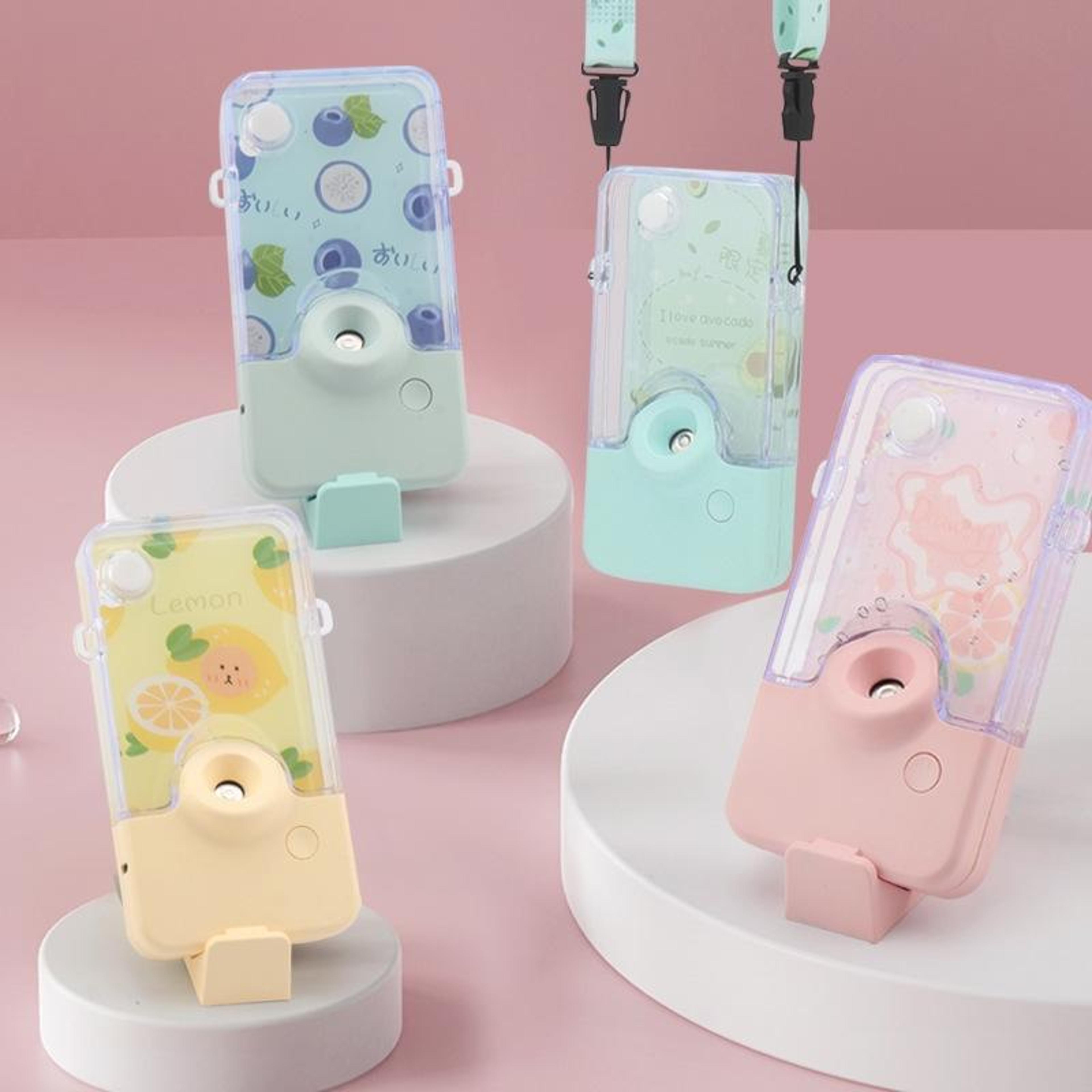 portable facial mister neck hanging mist sprayer usb rechargeable hydrating face spray with phone stand