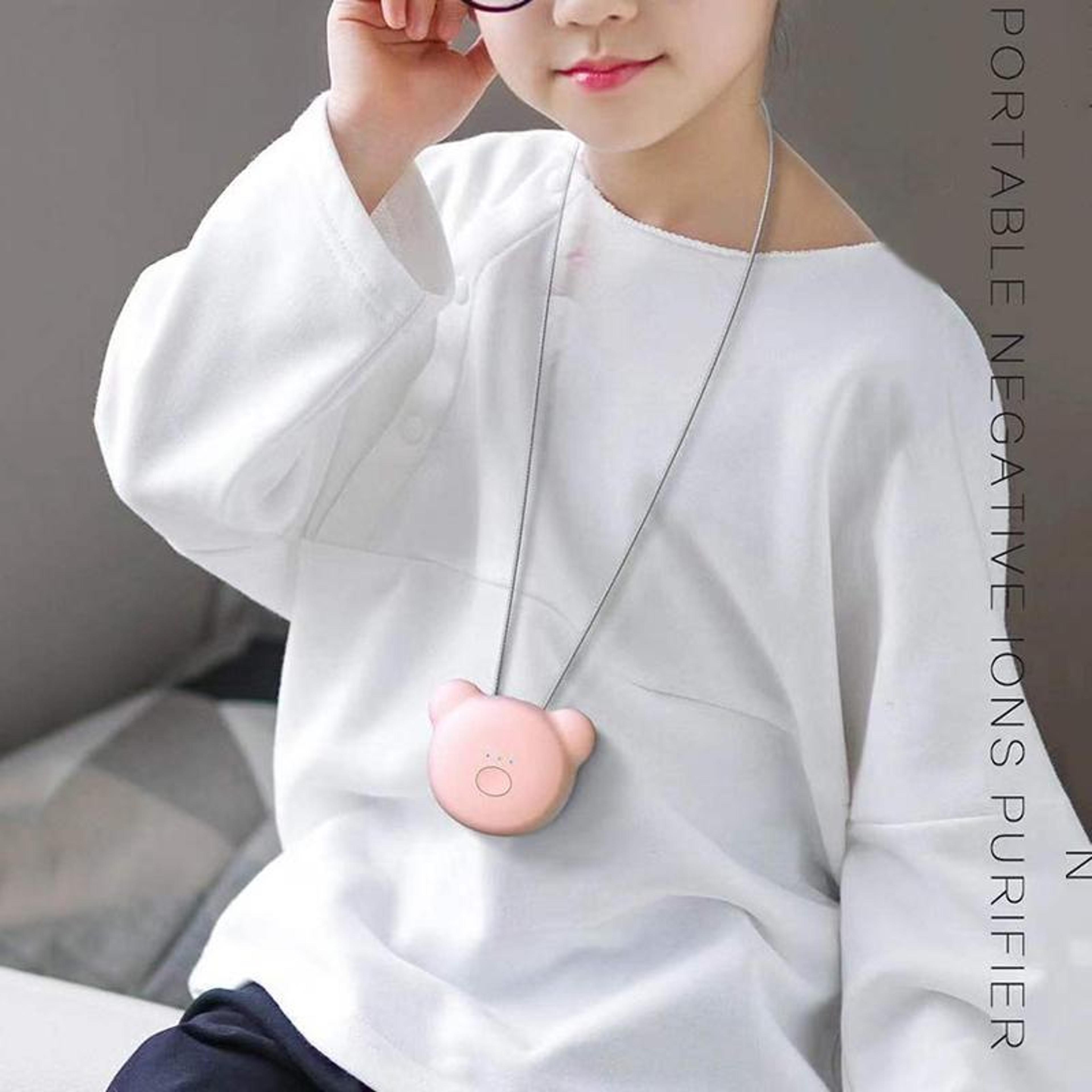 mini bear wearable air purifier necklace for kids with negative ion technology