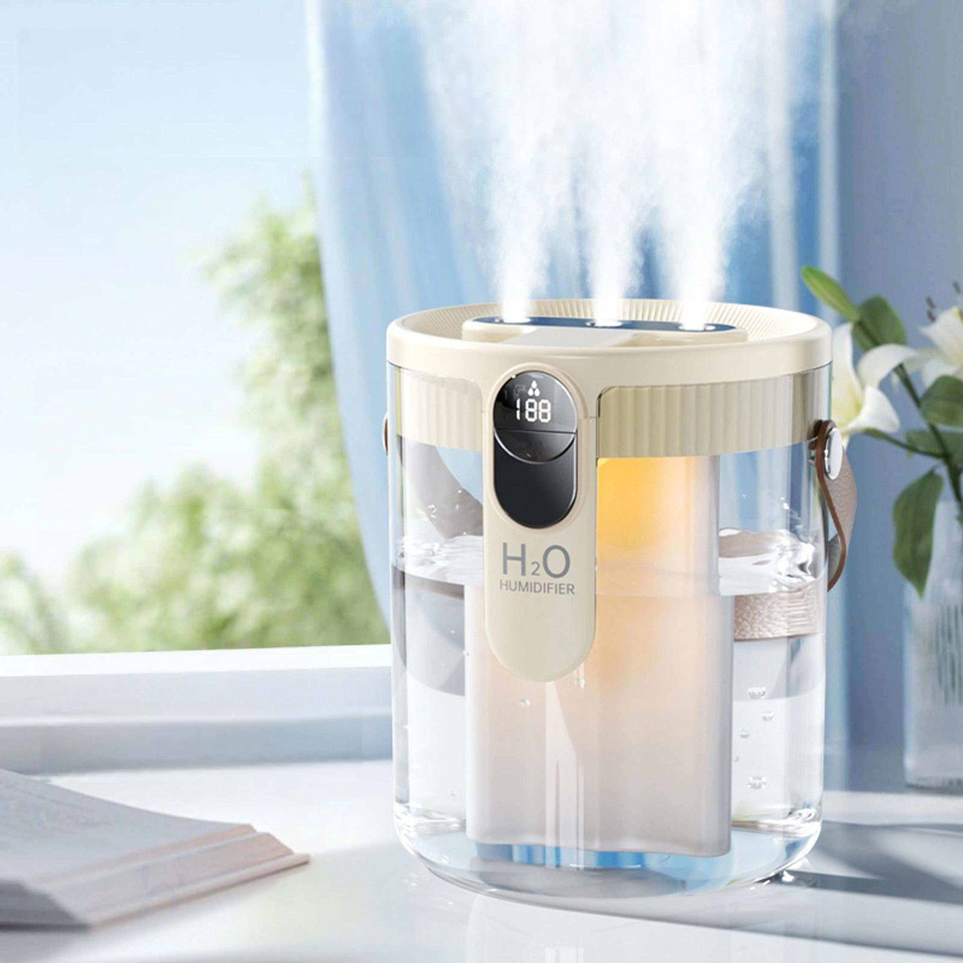 h40 large capacity humidifier 1.5l 3 nozzle humidifier quiet cool mist air moisturizer with ambient light