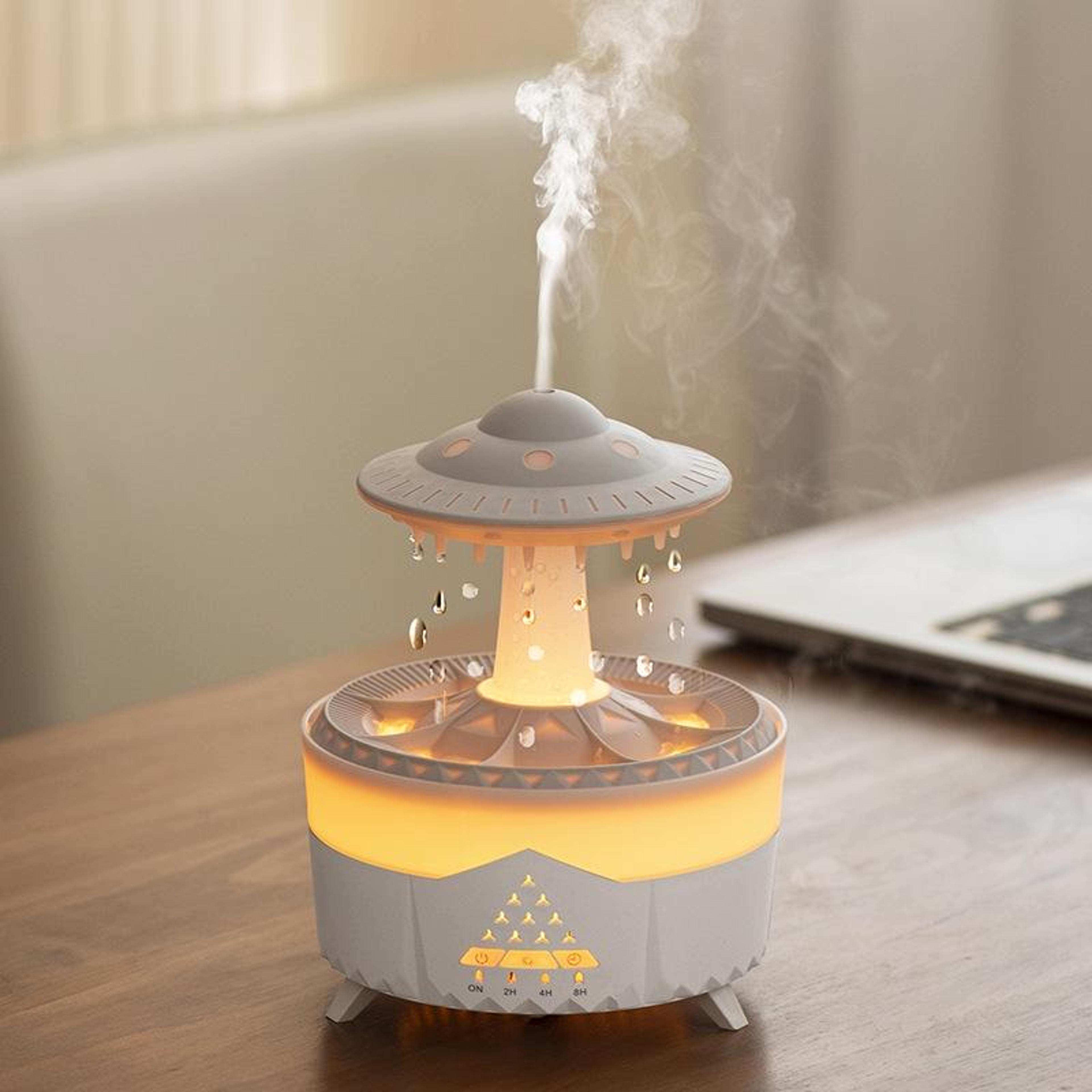 ufo humidifier remote control aromatherapy diffuser with rain cloud effect led night light