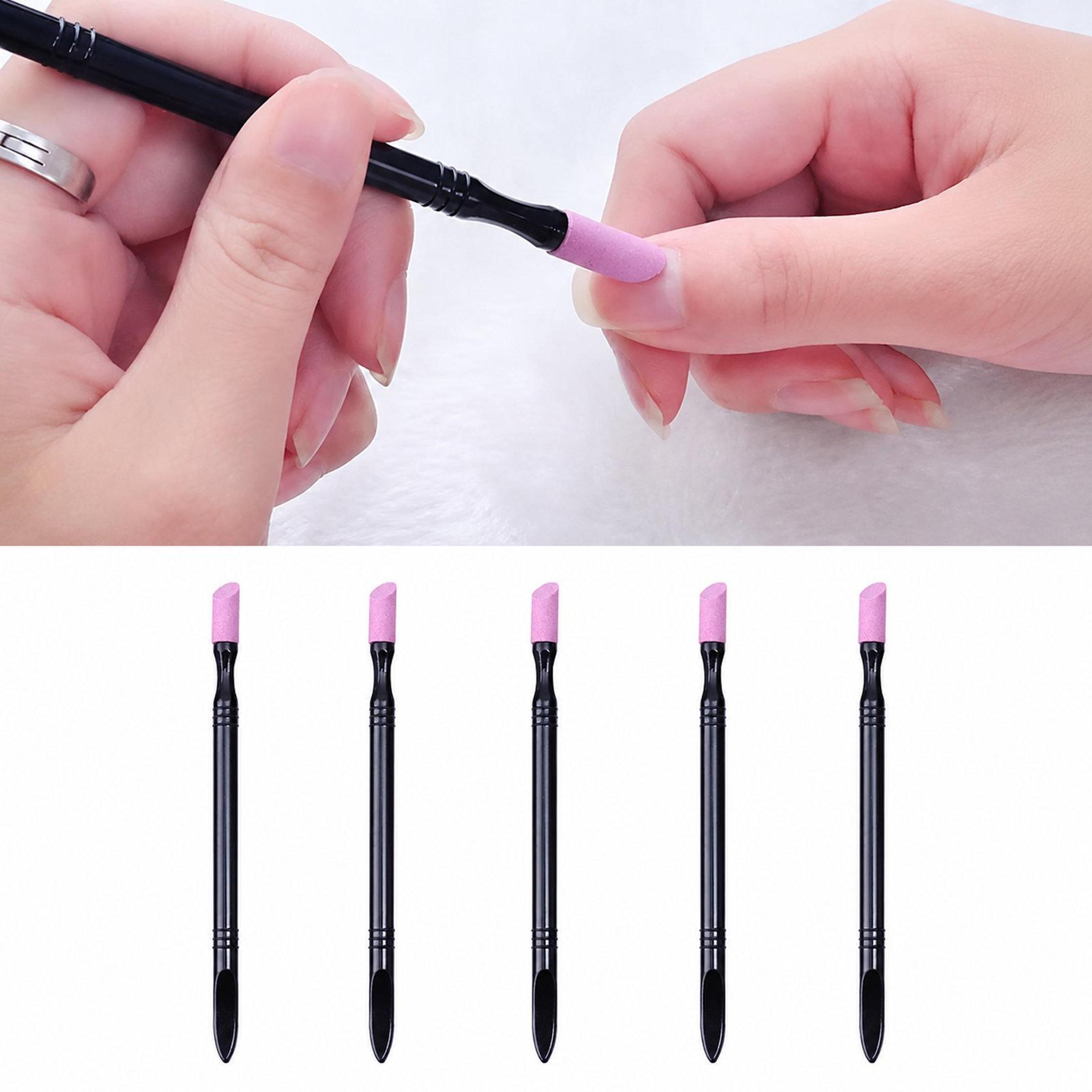 5 piece cuticle remover tool set double ended quartz cuticle pen manicure nail care kit