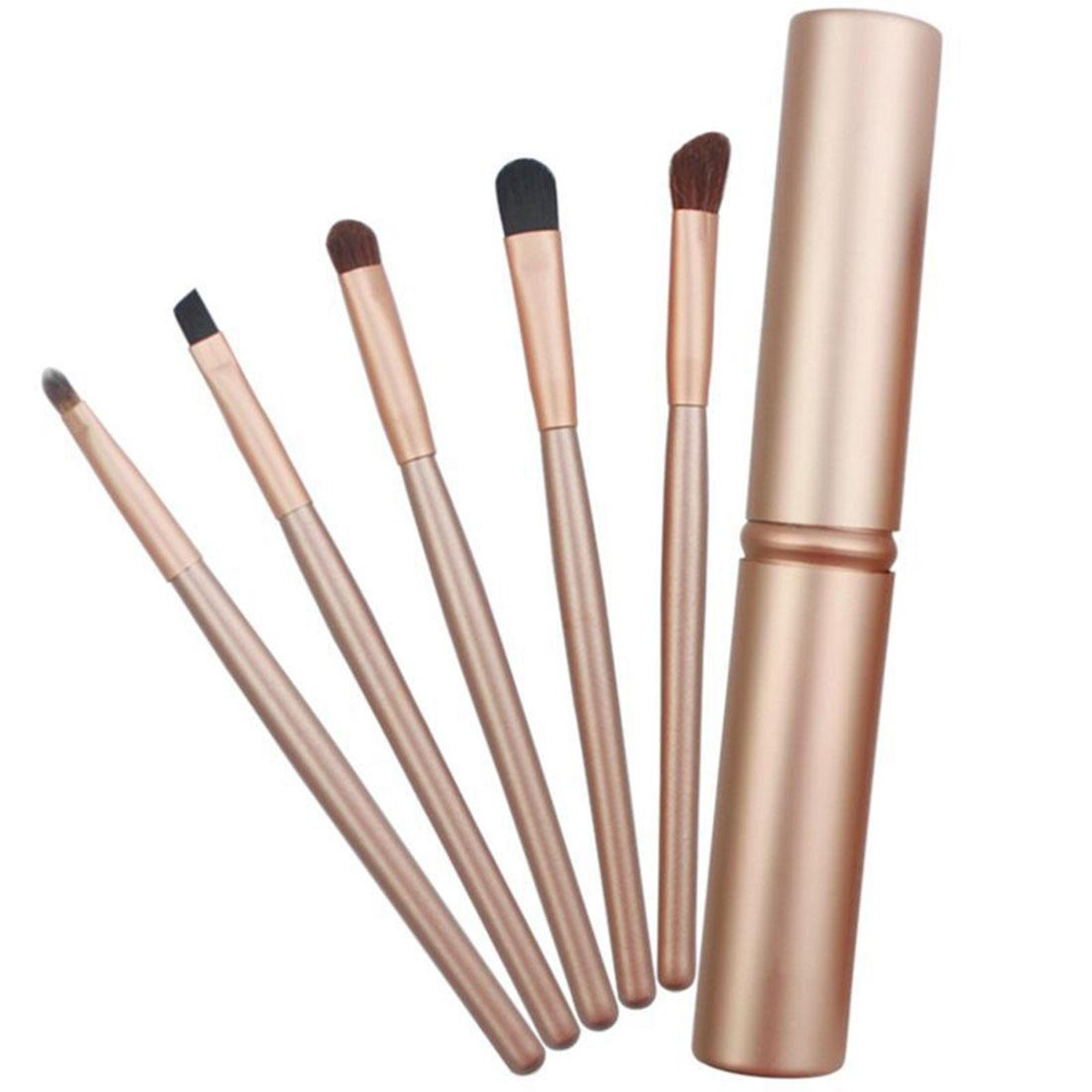 5 piece eye makeup brush set travel makeup brushes with aluminum tube case