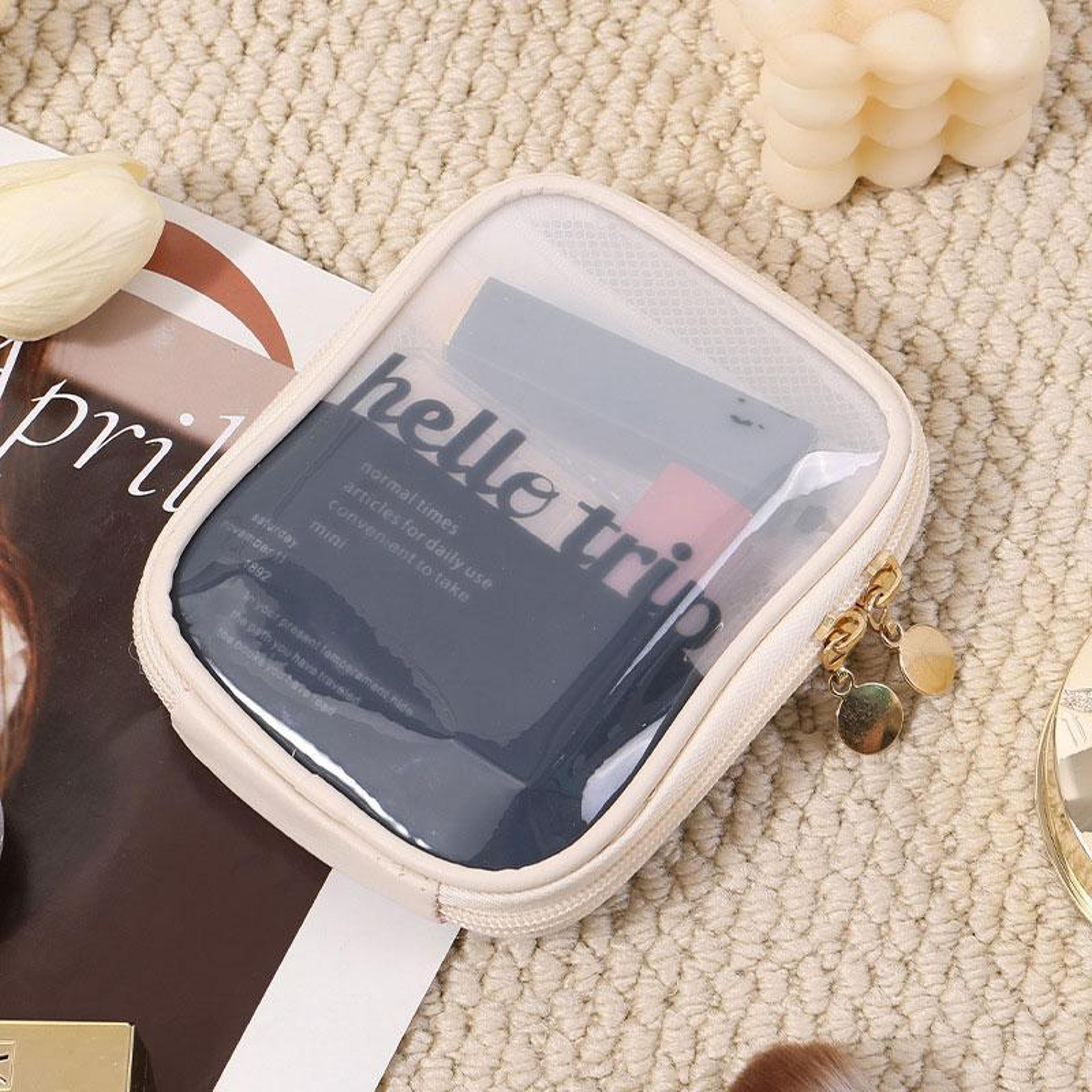 portable transparent makeup bag travel cosmetic organizer with multi compartments and double zipper