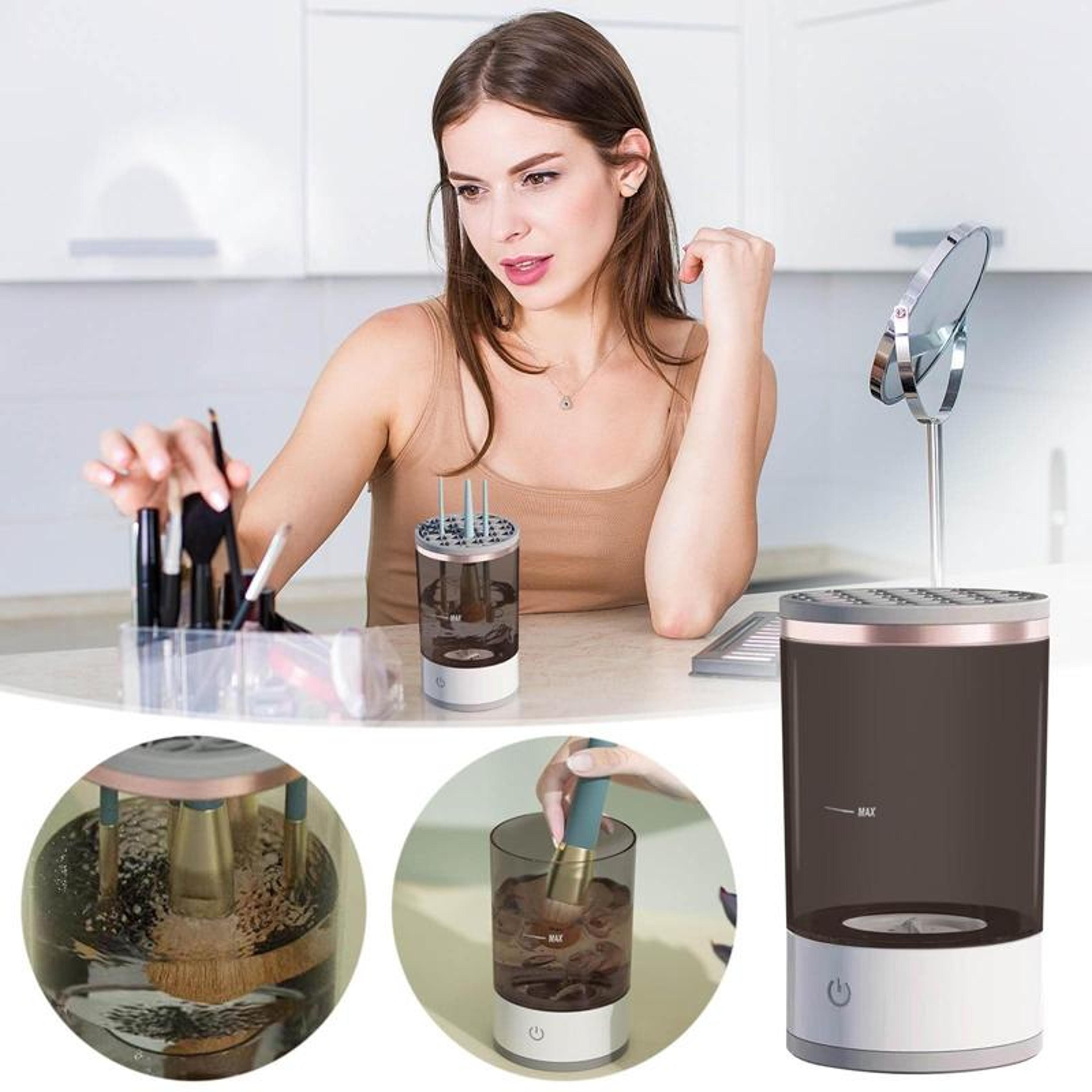 usb electric makeup brush cleaner with organizer and makeup brush cleaning machine for deep sonic cleaning
