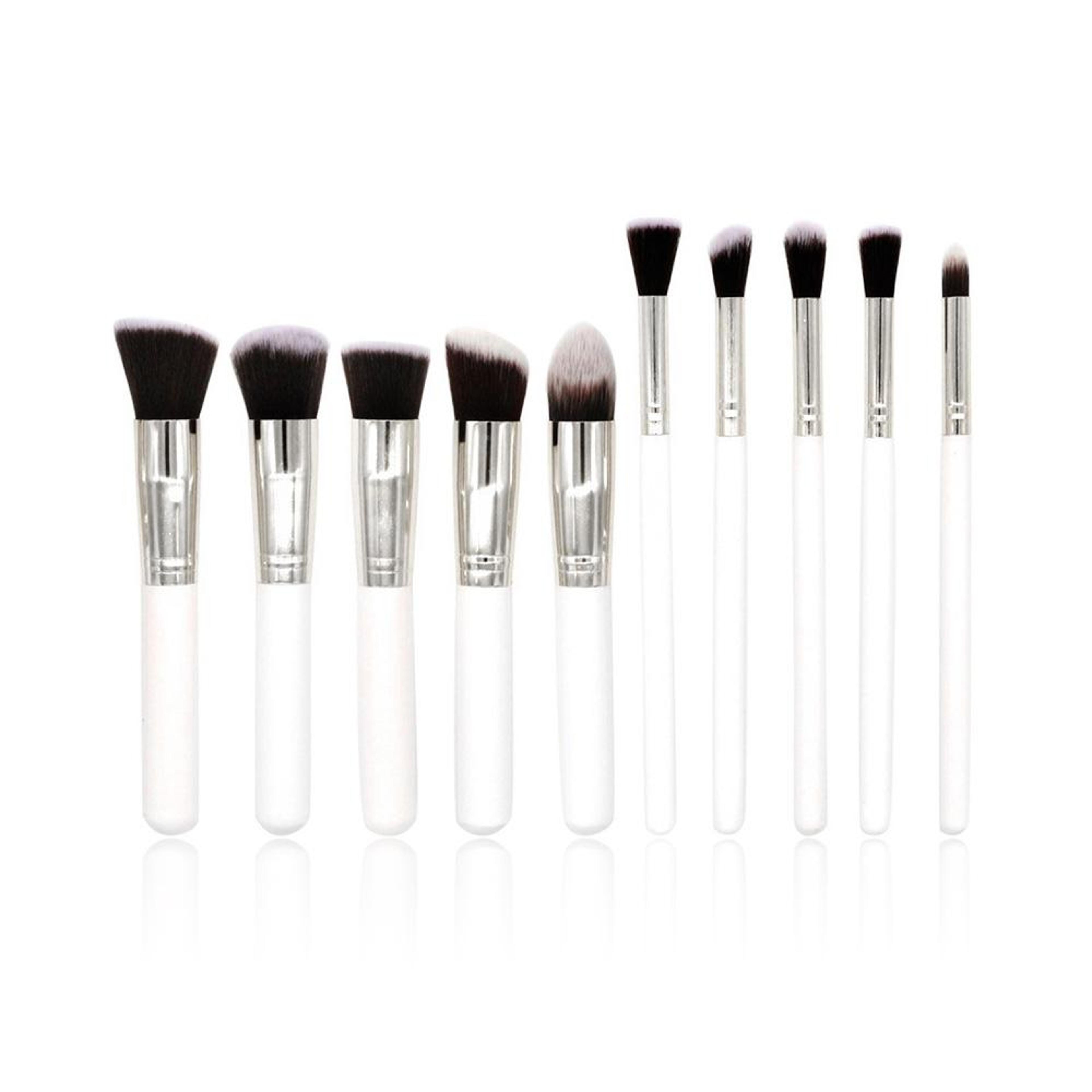 10 piece makeup brush set professional makeup brushes with soft fiber bristles for face and eye makeup