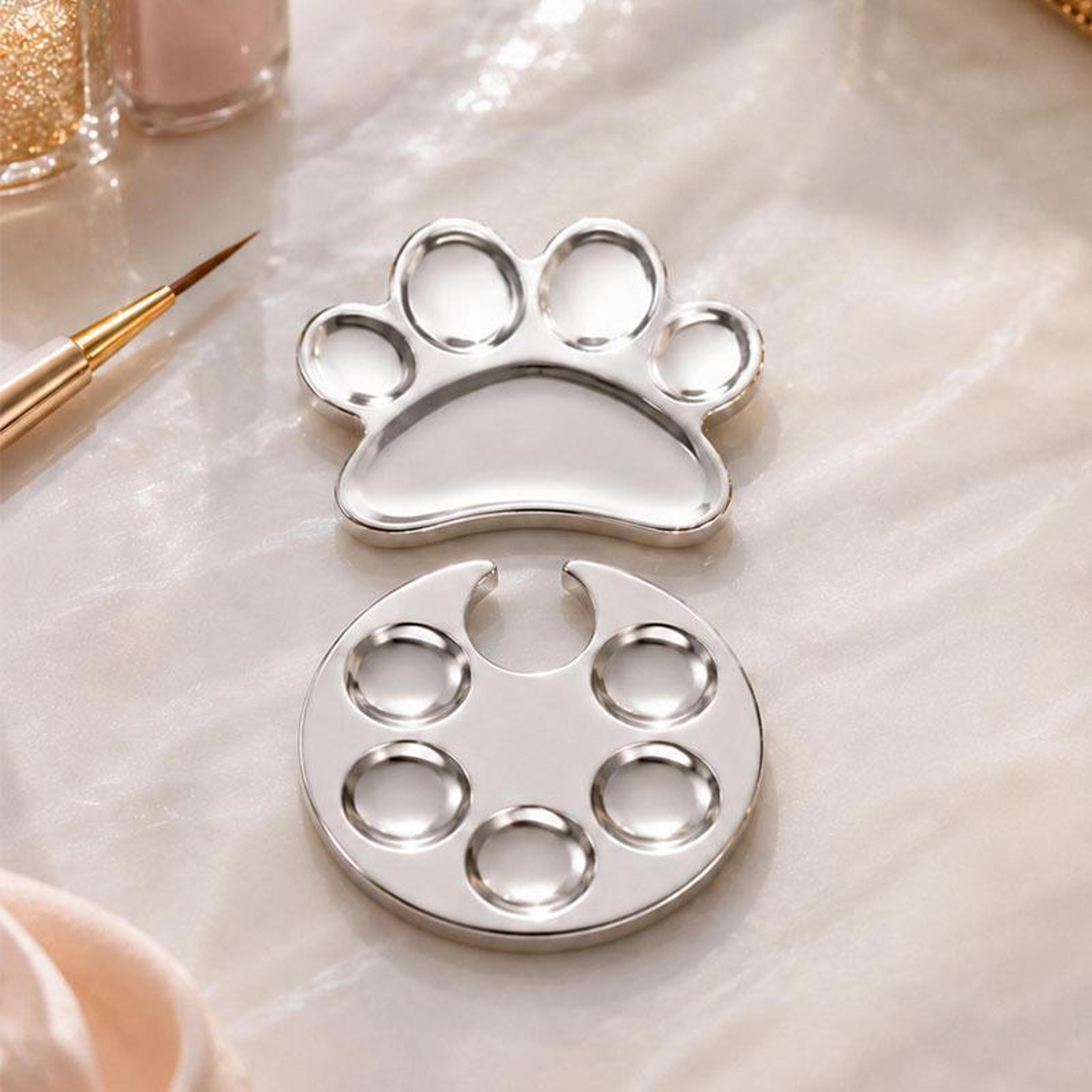 cute cat paw nail art mixing palette 2 pcs reusable makeup mixing palette for foundation and gel polish