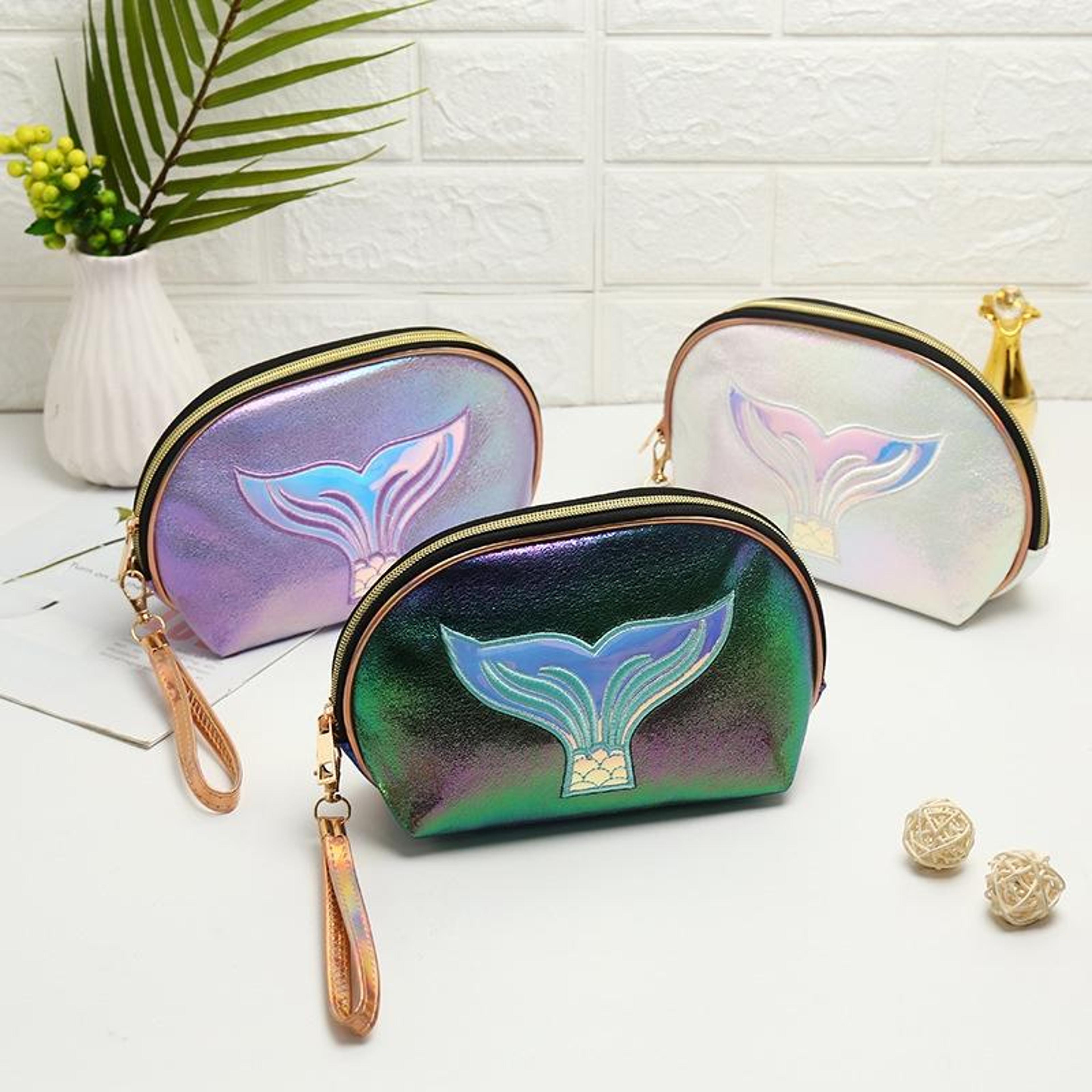 cute laser makeup bag large capacity travel toiletry bag waterproof pu cosmetic organizer