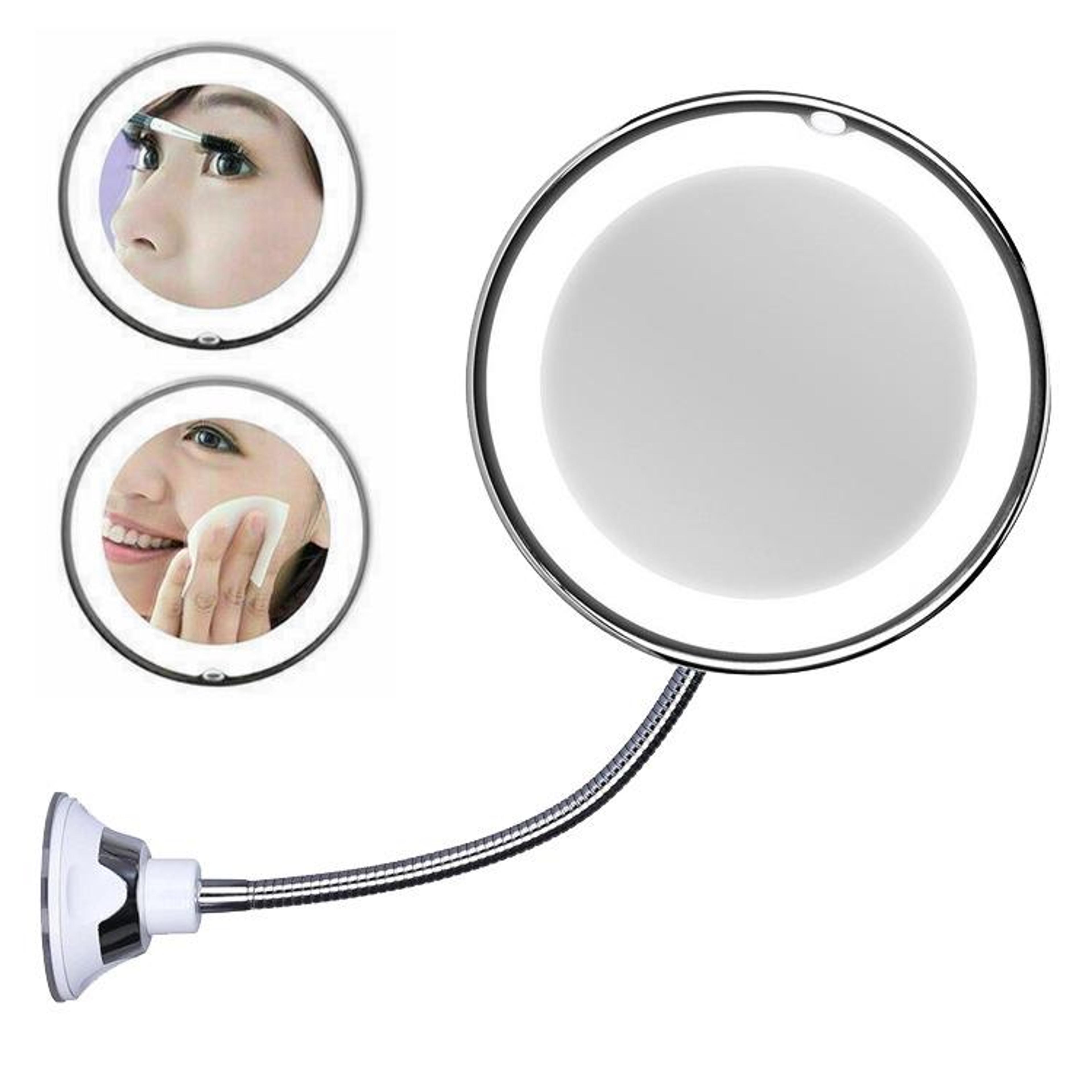led makeup mirror wall mounted folding vanity mirror with suction cup and flexible rotating light