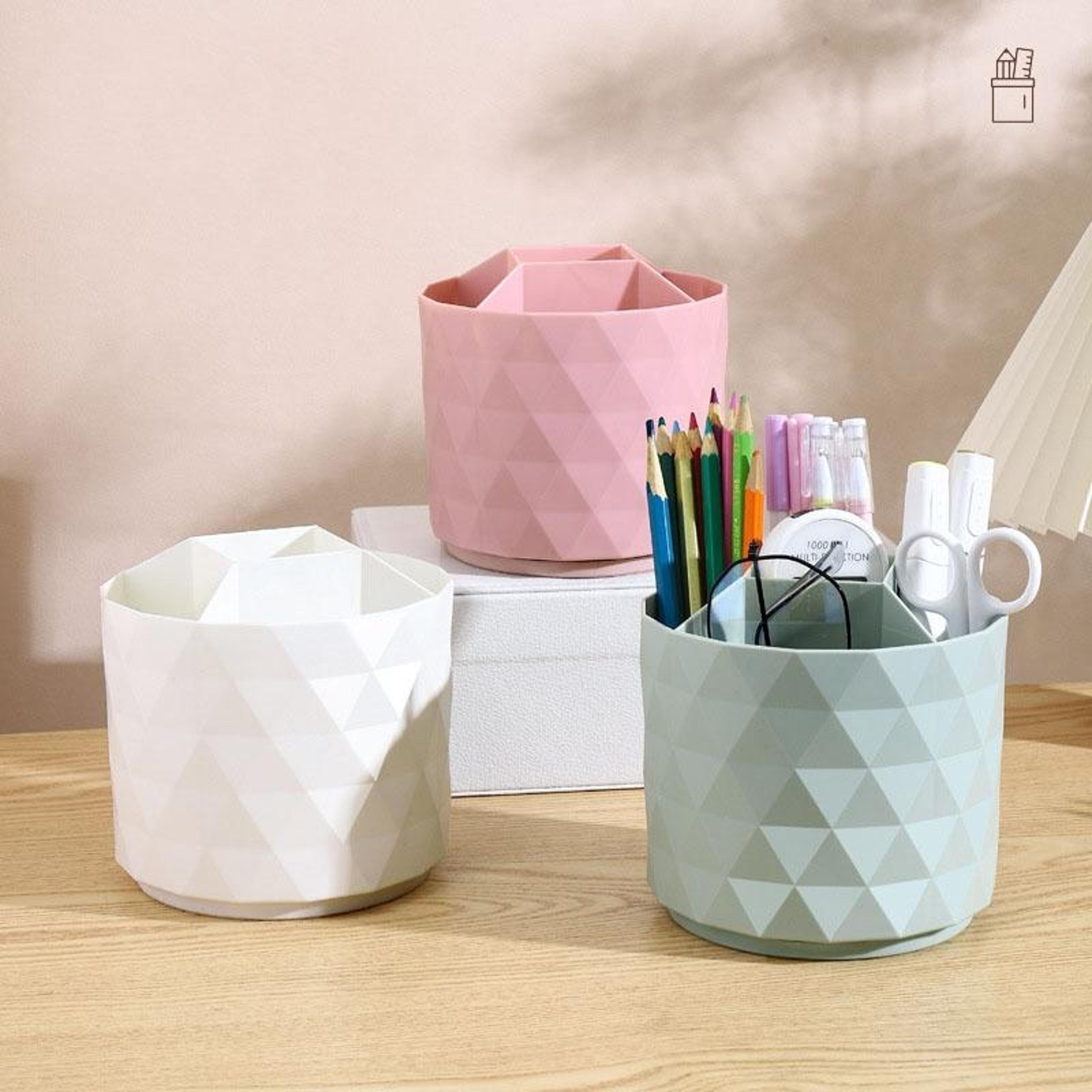 360 rotating desk organizer pen holder large capacity makeup brush holder storage box