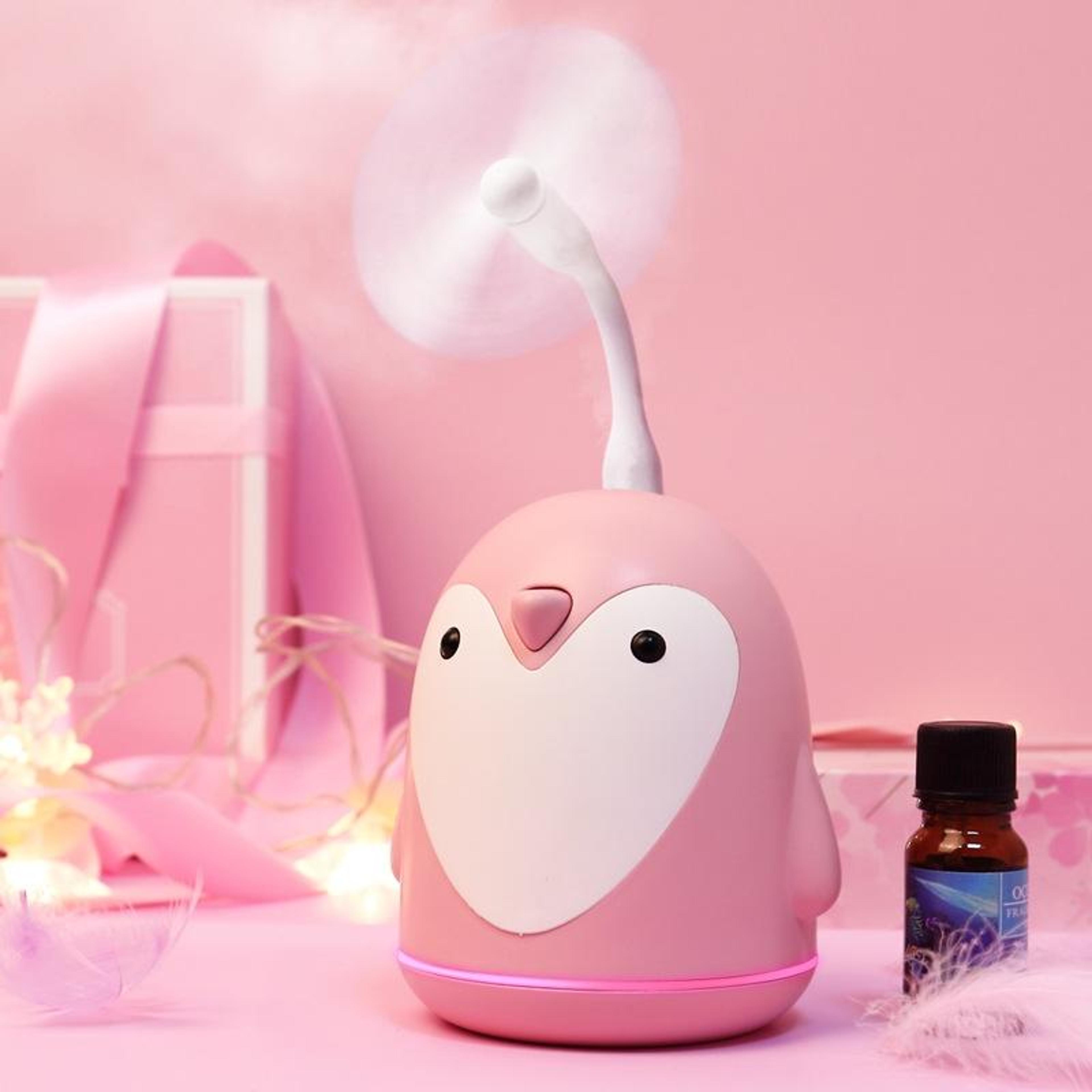 cute penguin usb humidifier 220ml aroma diffuser mini air mist maker with 7 color night light