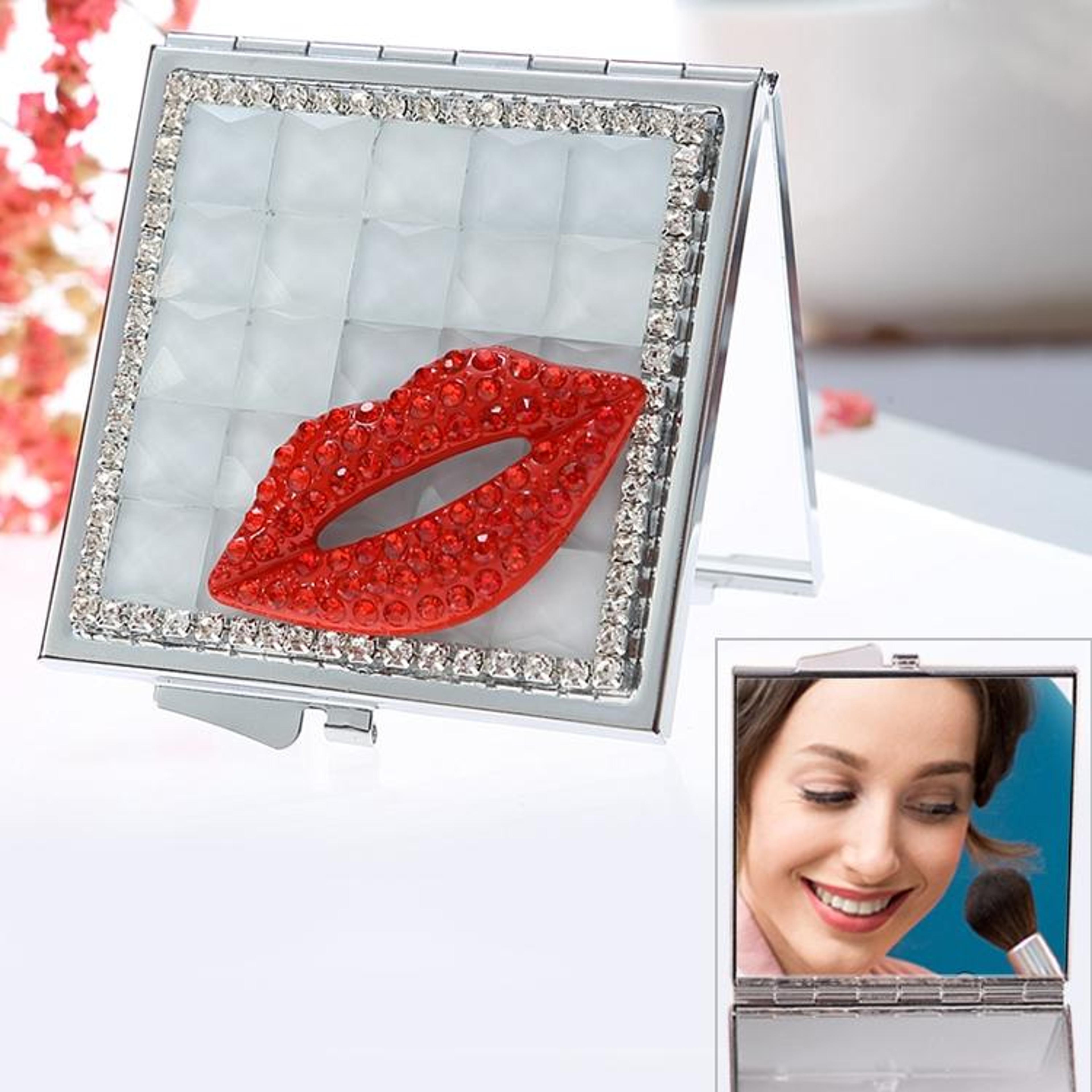 ruby red lips compact makeup mirror portable double sided mirror travel pocket mirror