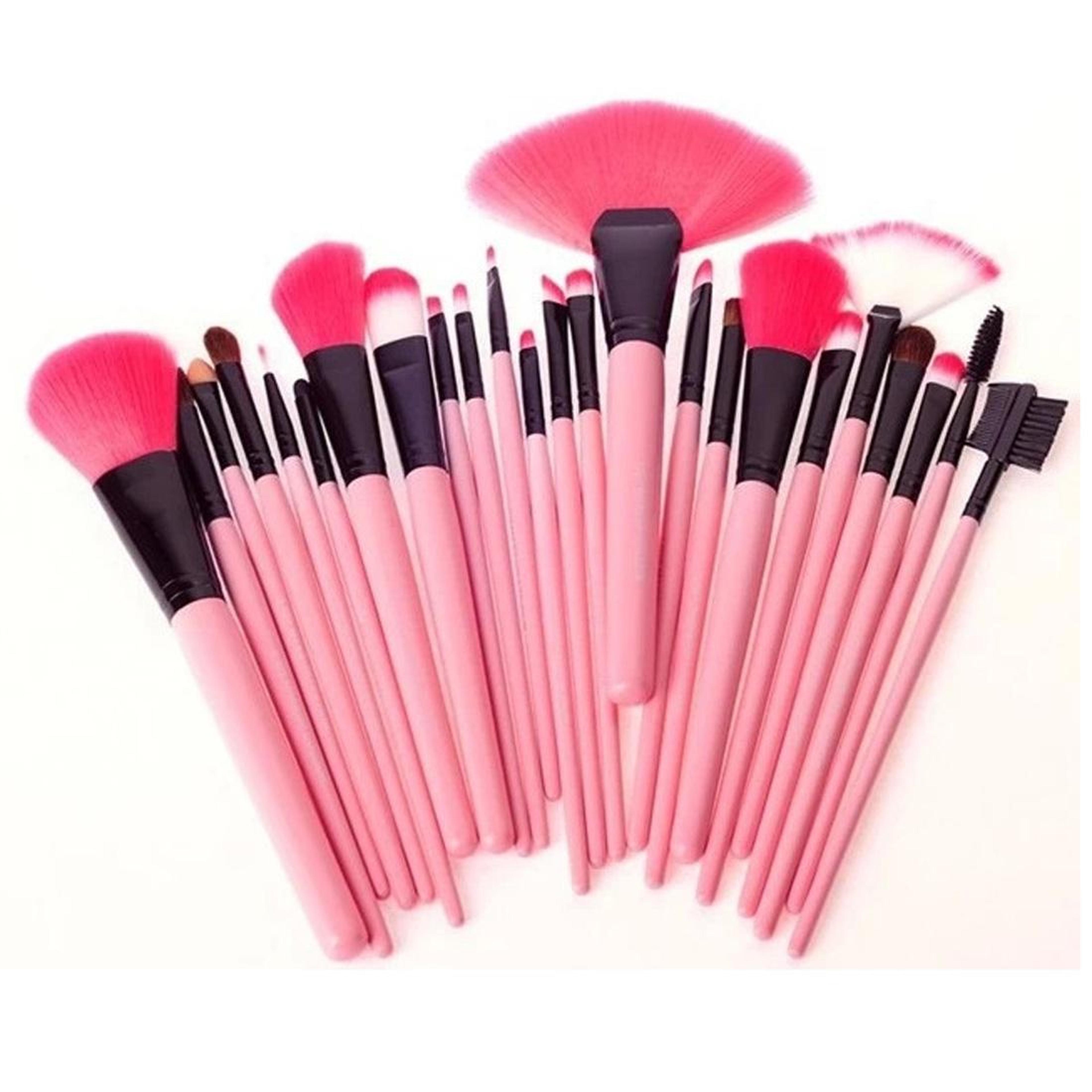 24 piece makeup brush set with goat hair brushes travel makeup brush kit pink pouch