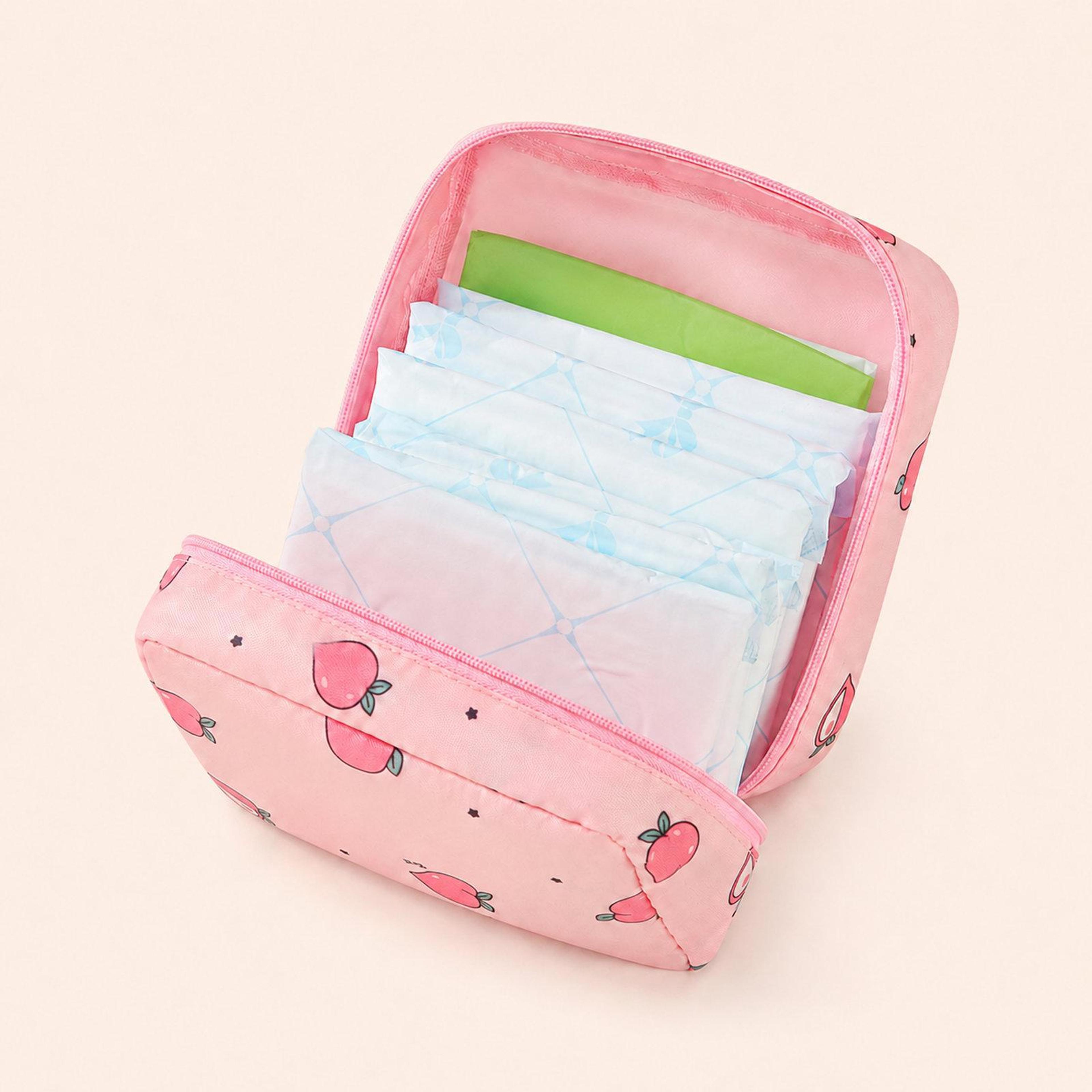 portable period pouch waterproof sanitary pad storage bag and menstrual cup organizer with zipper