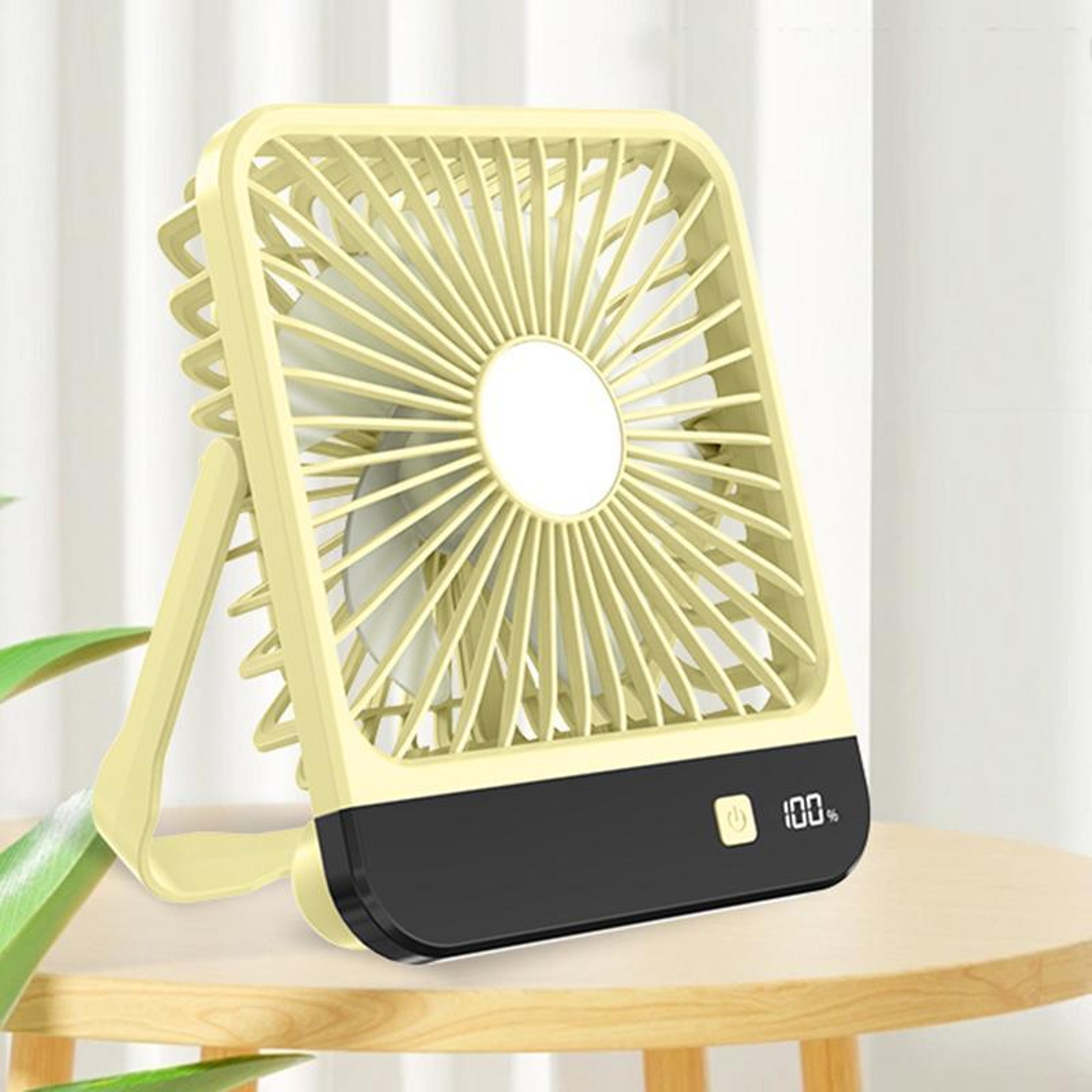 ultra slim desktop cooling fan with mirror digital display usb rechargeable portable desk fan