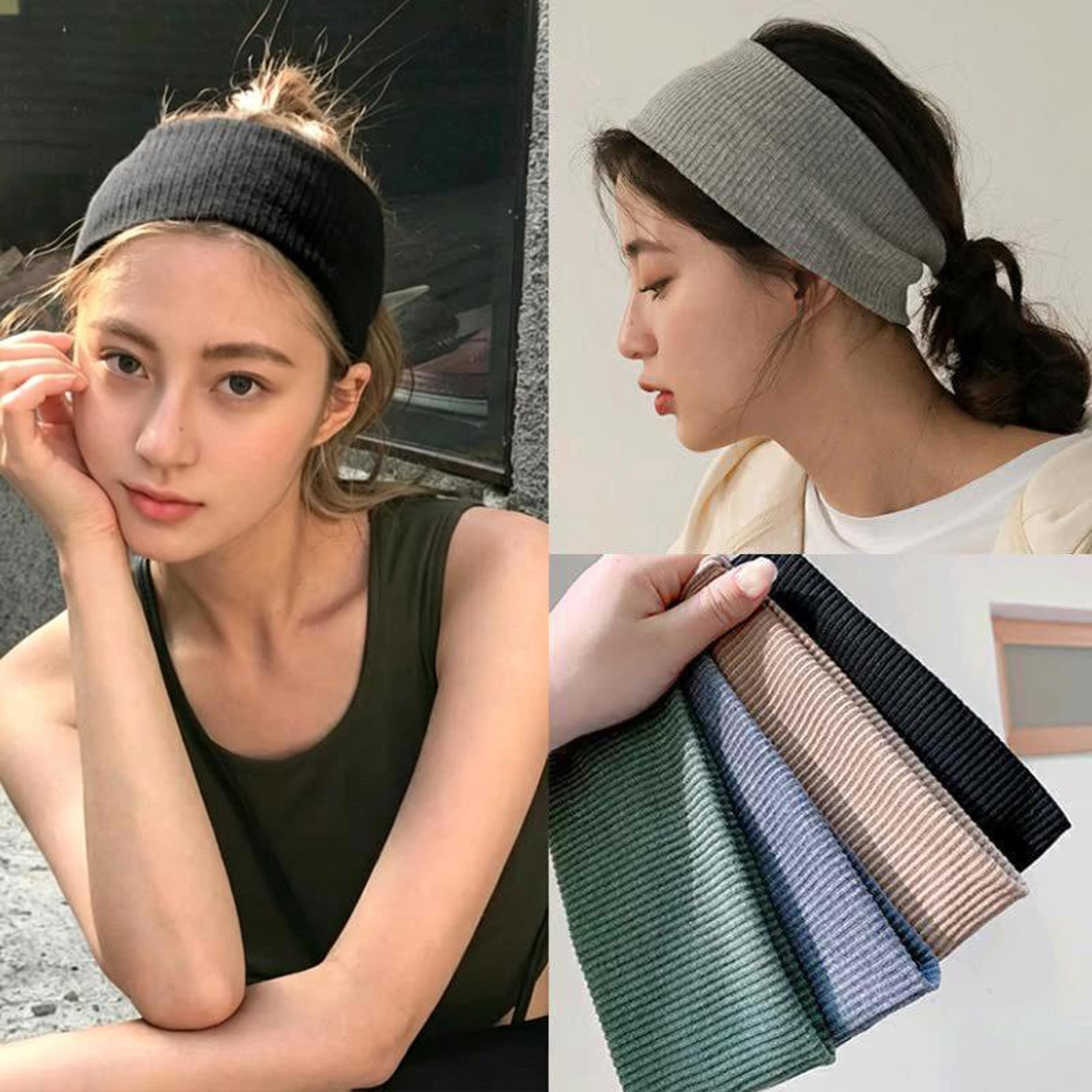 wide knitted sports headband anti slip sweat headband face wash hair band for women and men