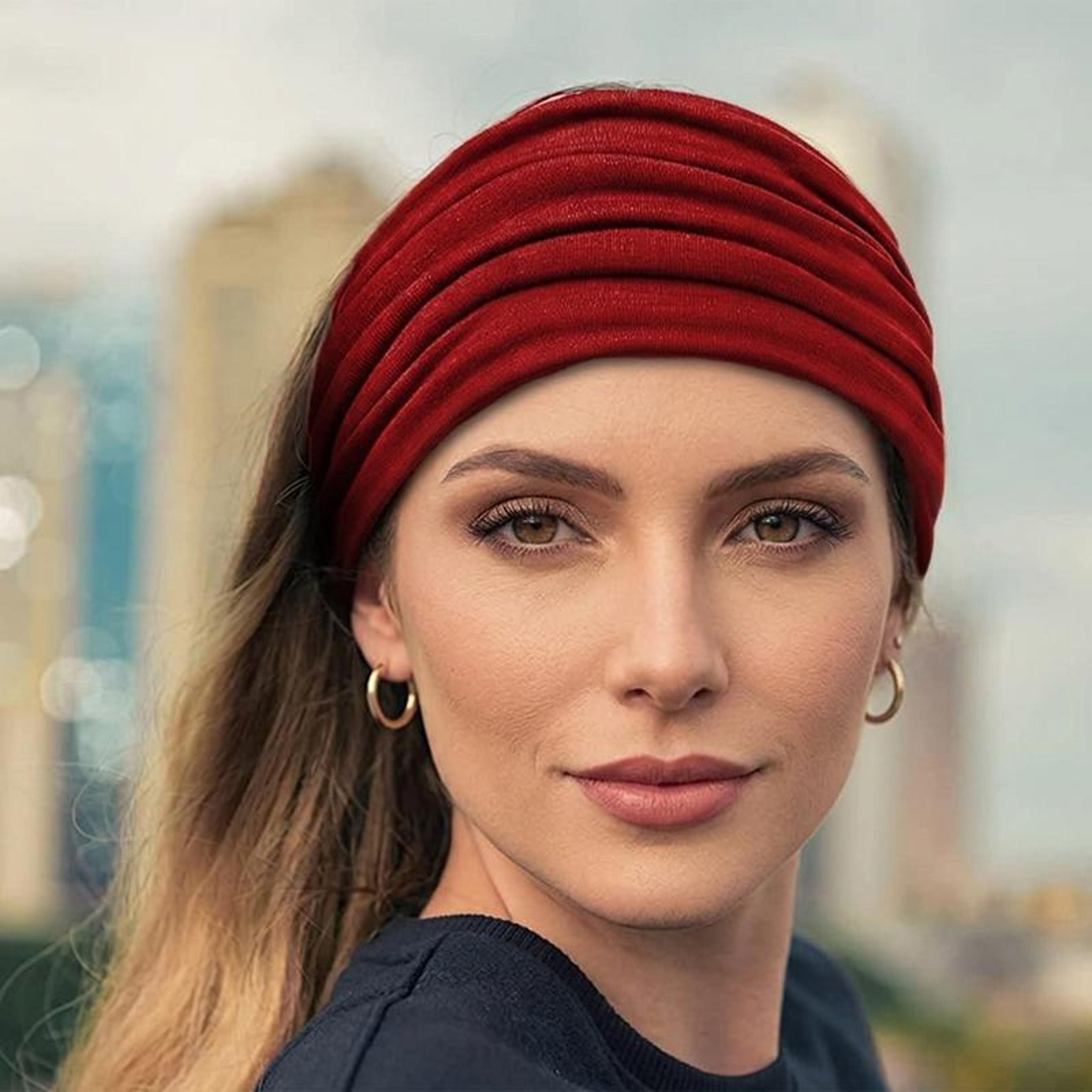 wide yoga headband for women sweat wicking elastic cross sports headband for running gym and fitness