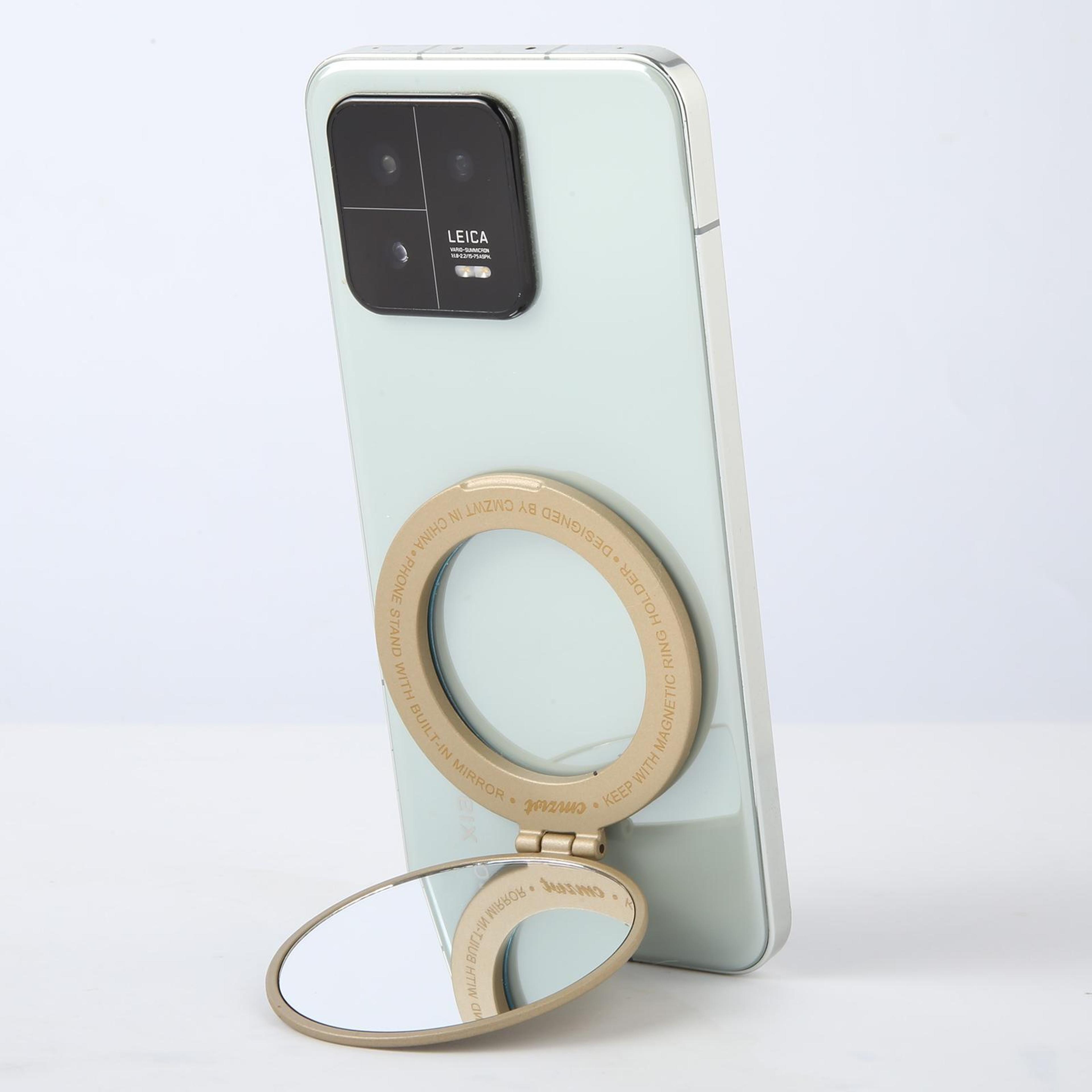 magnetic phone ring holder with mirror foldable phone ring stand wireless charging compatible