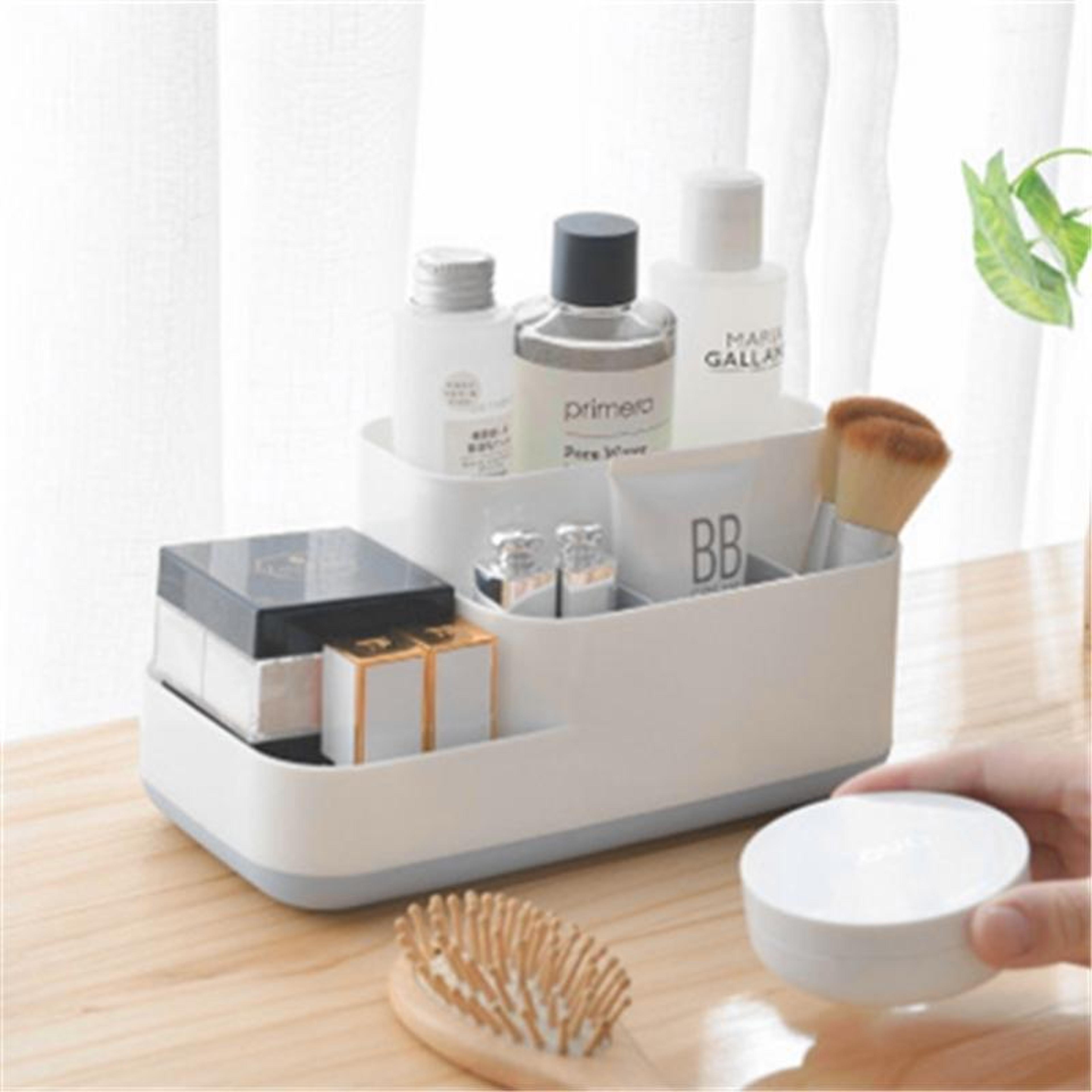 detachable makeup organizer desktop storage box with adjustable grid cosmetic vanity organizer