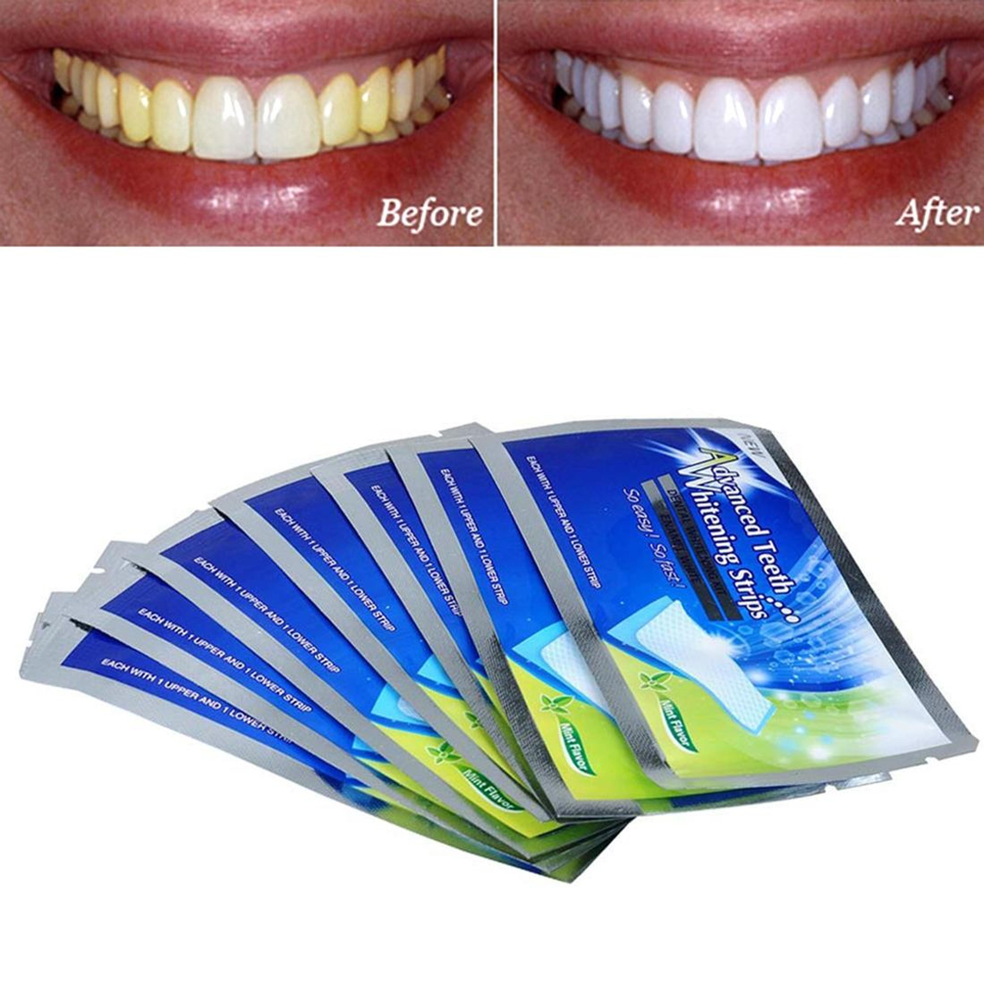 7pcs advanced teeth whitening strips dental whitening kit with mint fresh formula