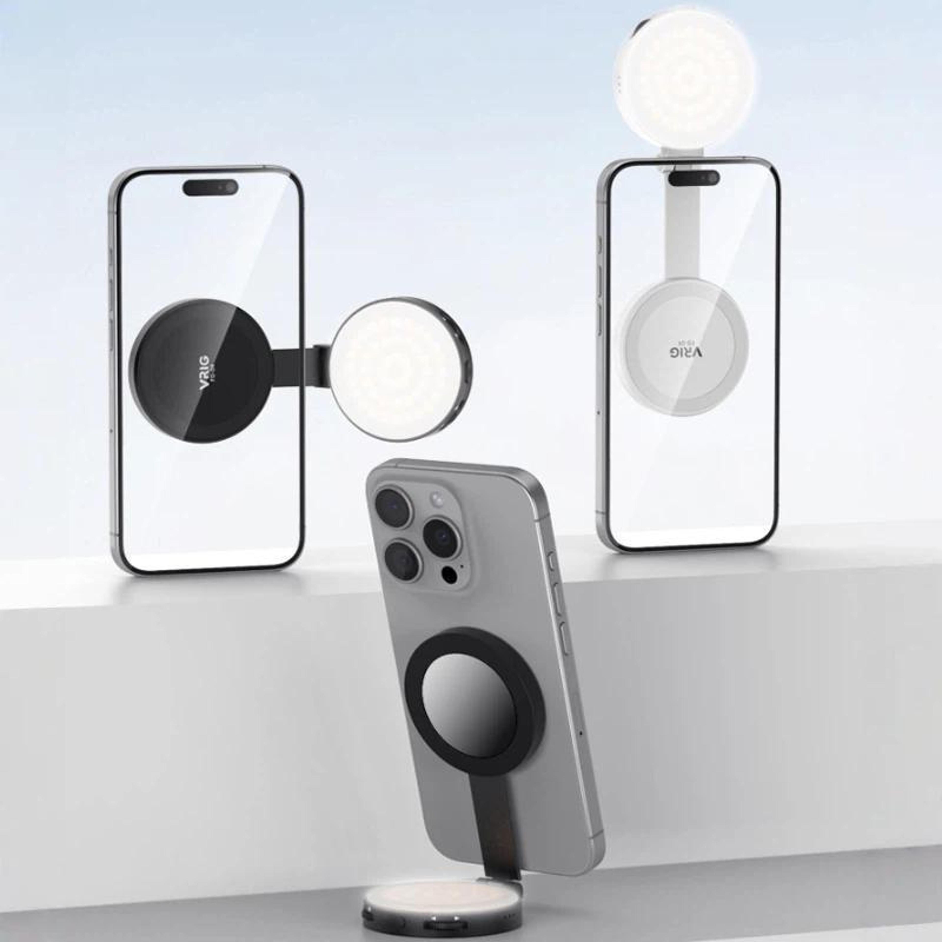 magnetic selfie light with mirror foldable phone fill light stand 3 color temperatures