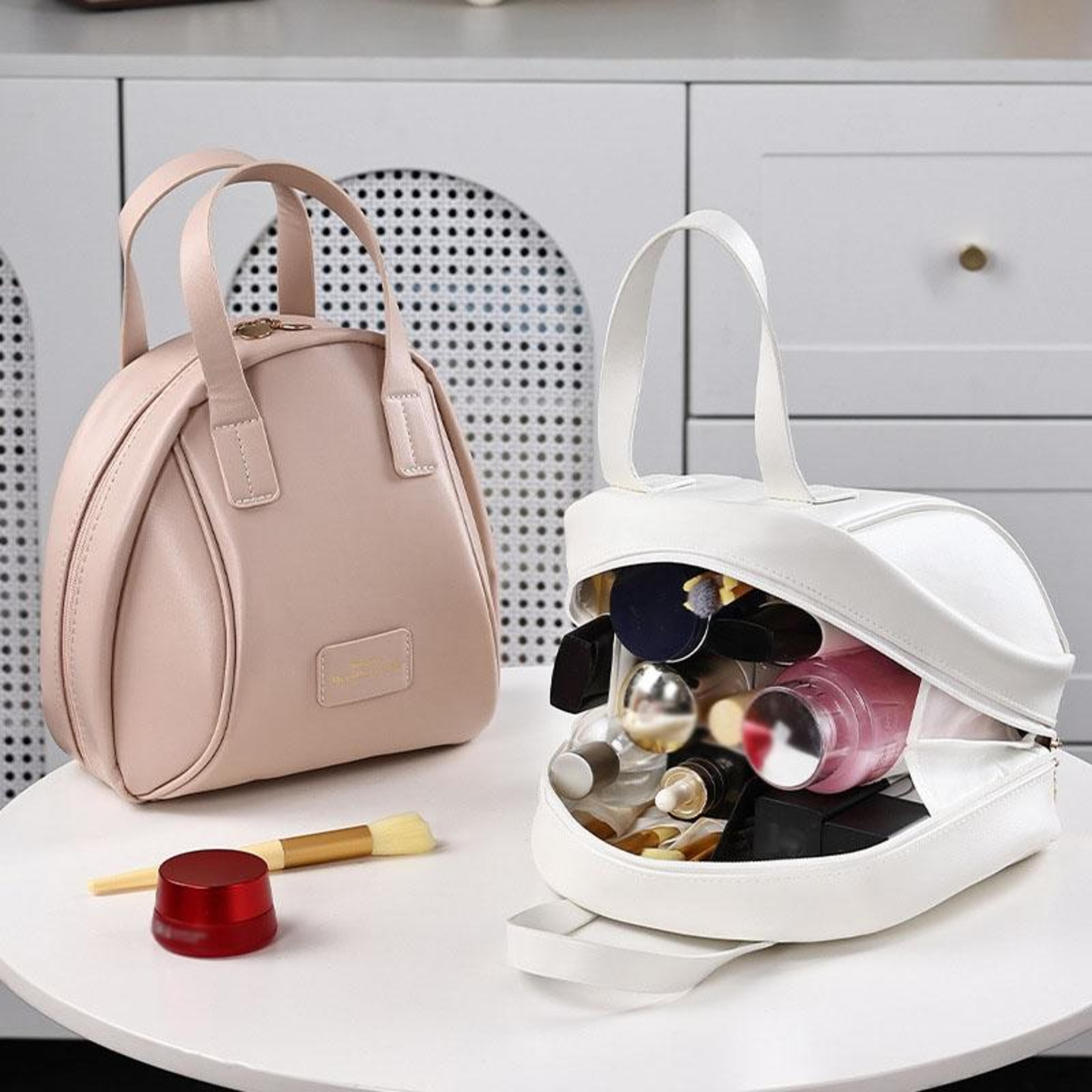 portable travel cosmetic bag large capacity pu leather makeup organizer