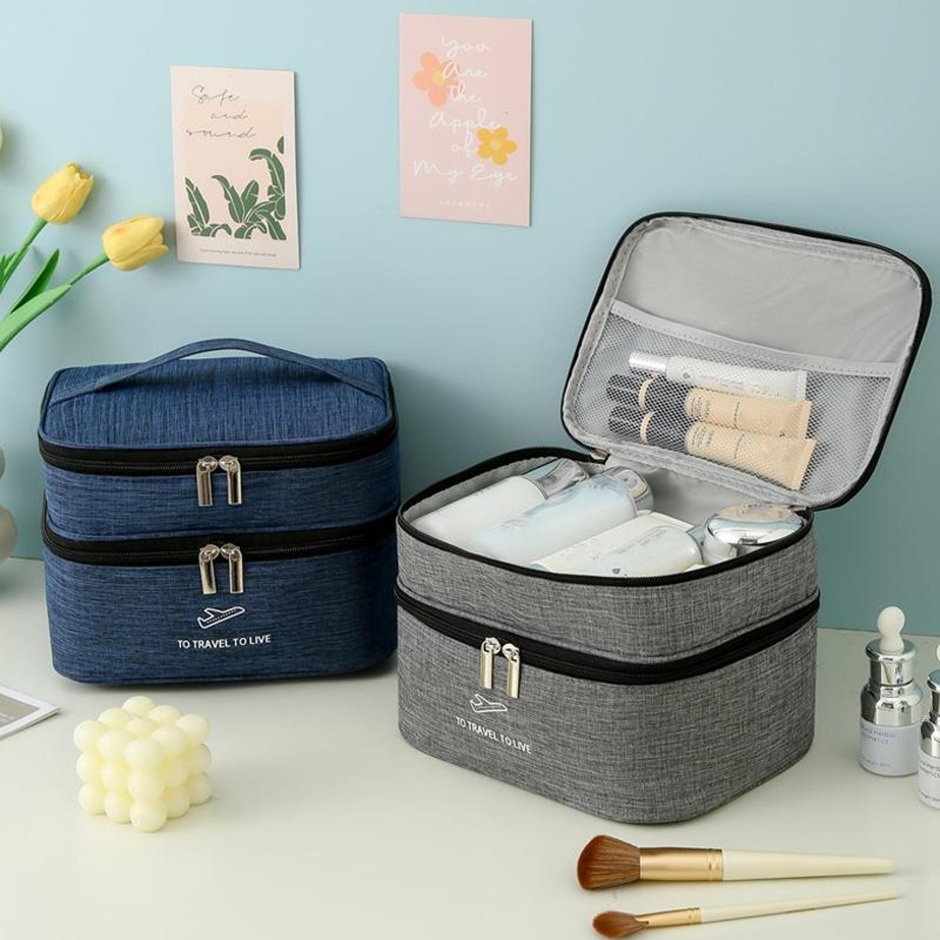 large capacity travel cosmetic bag double layer waterproof makeup bag portable toiletry organizer