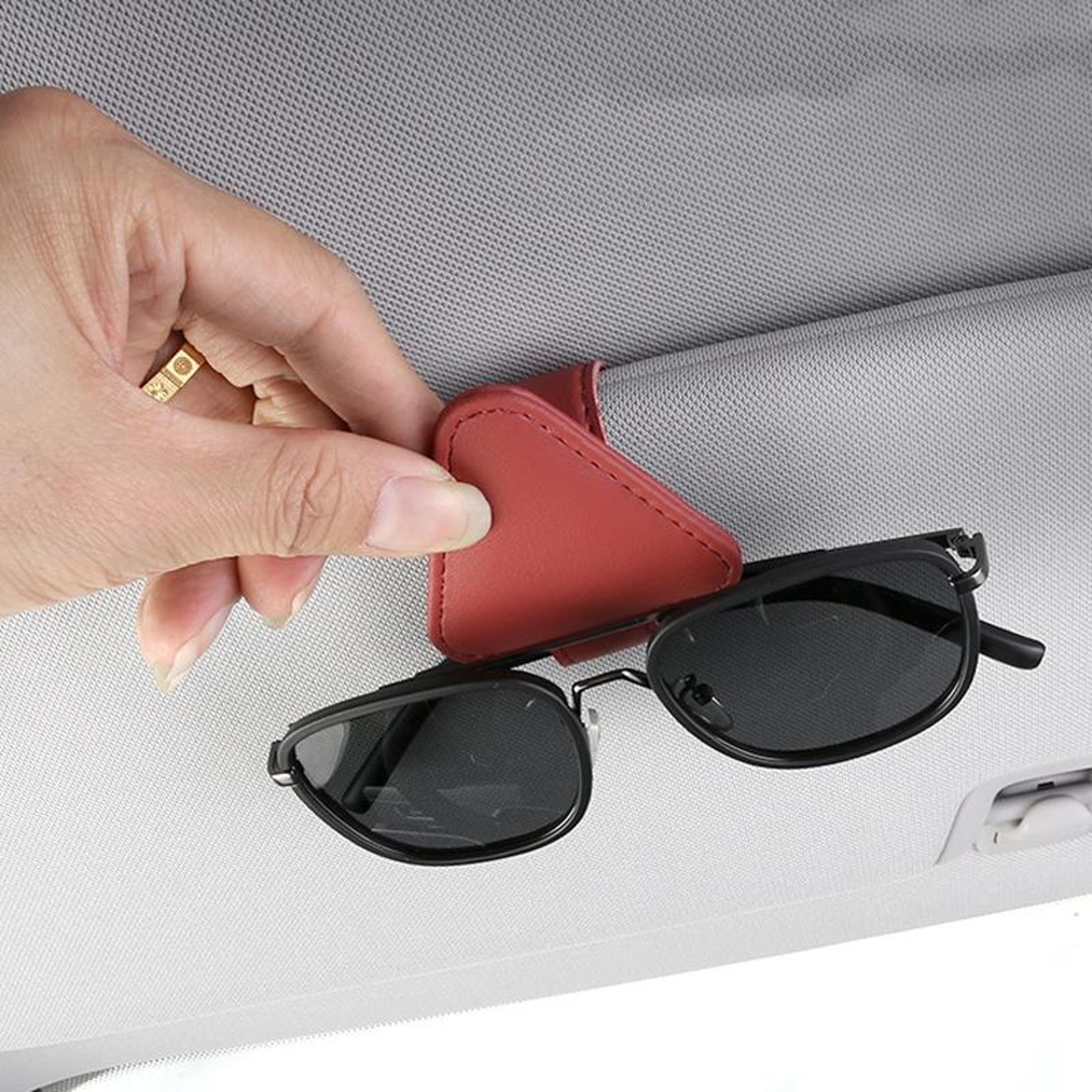 magnetic car glasses holder pu leather car visor sunglasses clip universal eyeglasses organizer