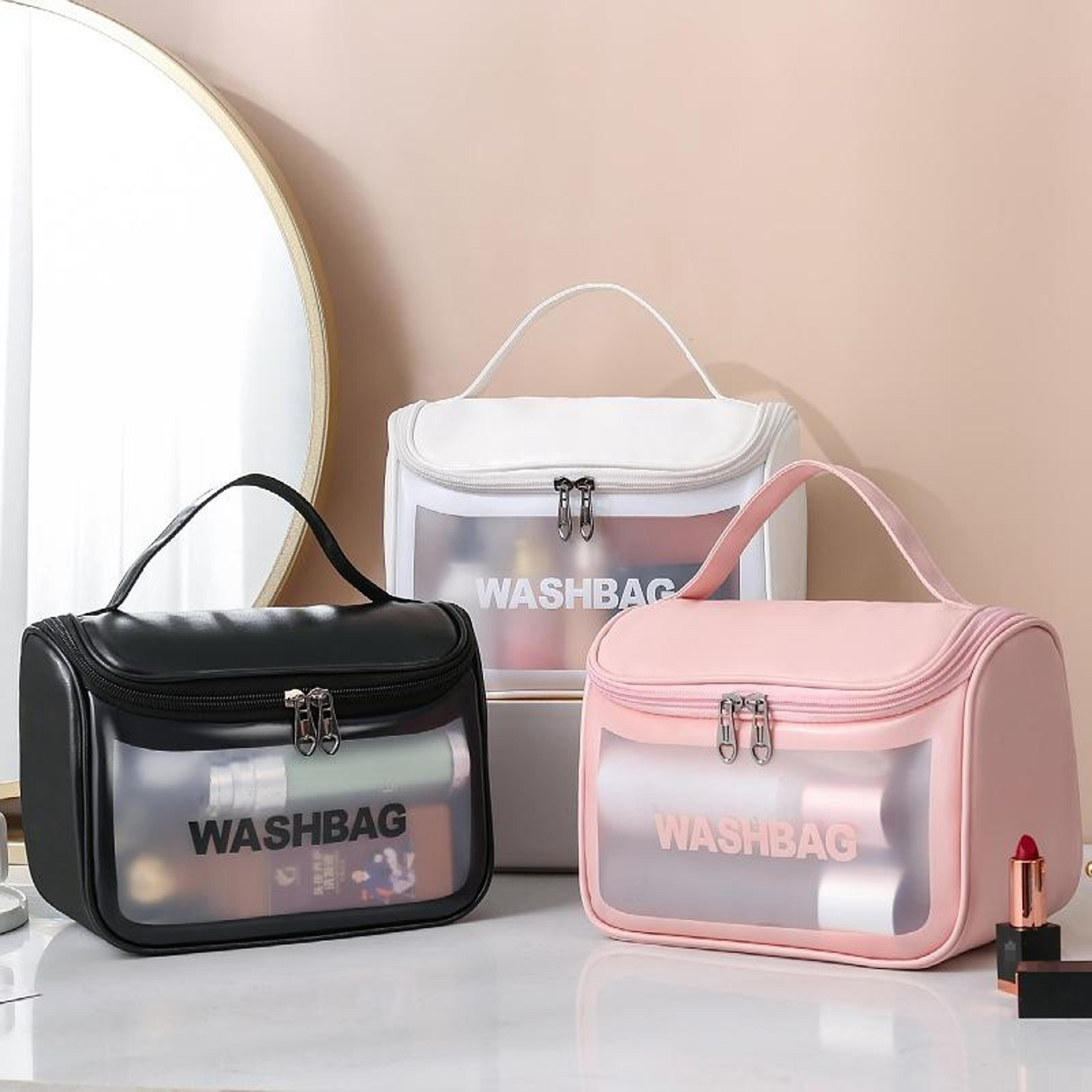 clear makeup bag travel toiletry bag large capacity pvc cosmetic organizer with frosted design