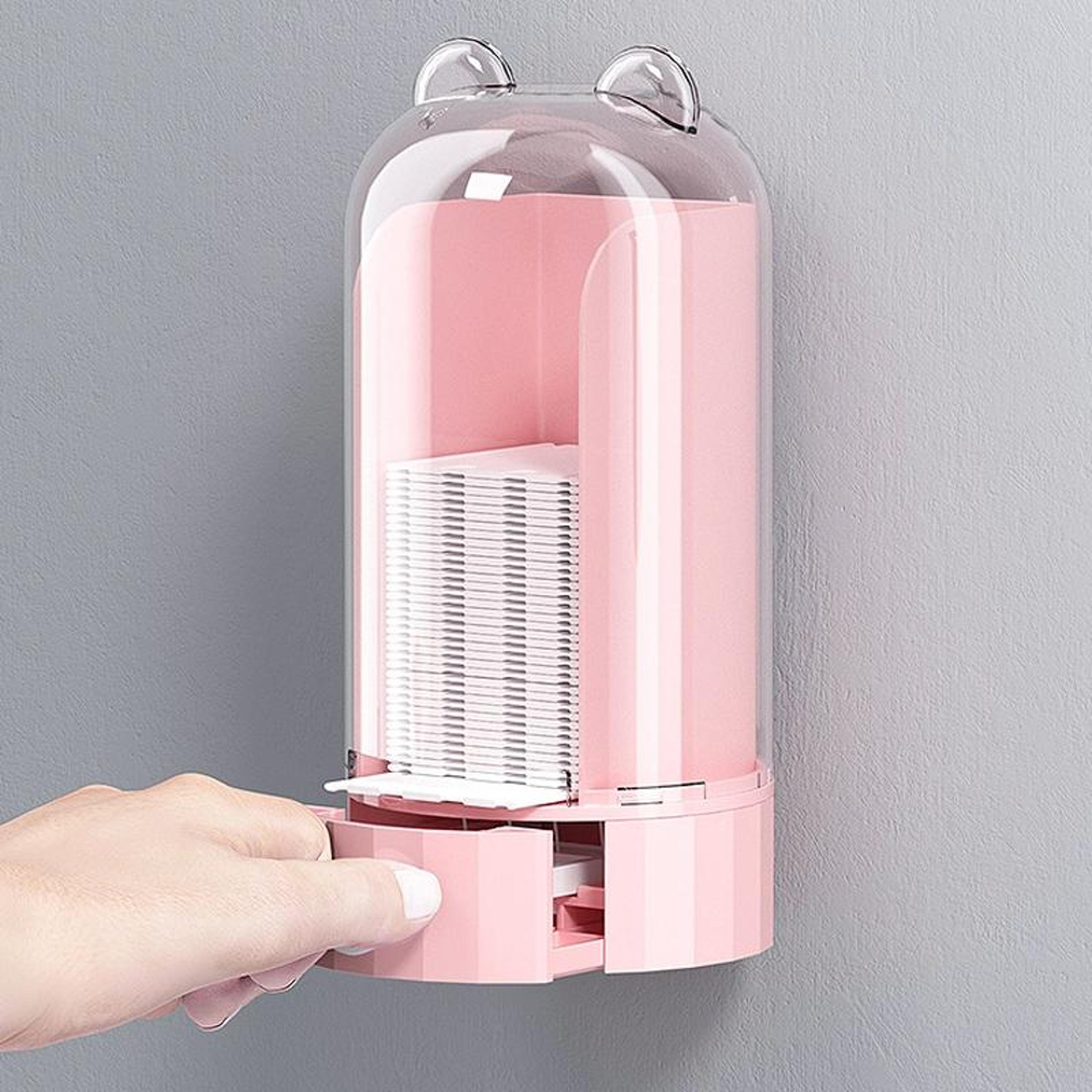 automatic cotton pad dispenser wall mounted transparent cotton pad holder makeup organizer with 50 pads