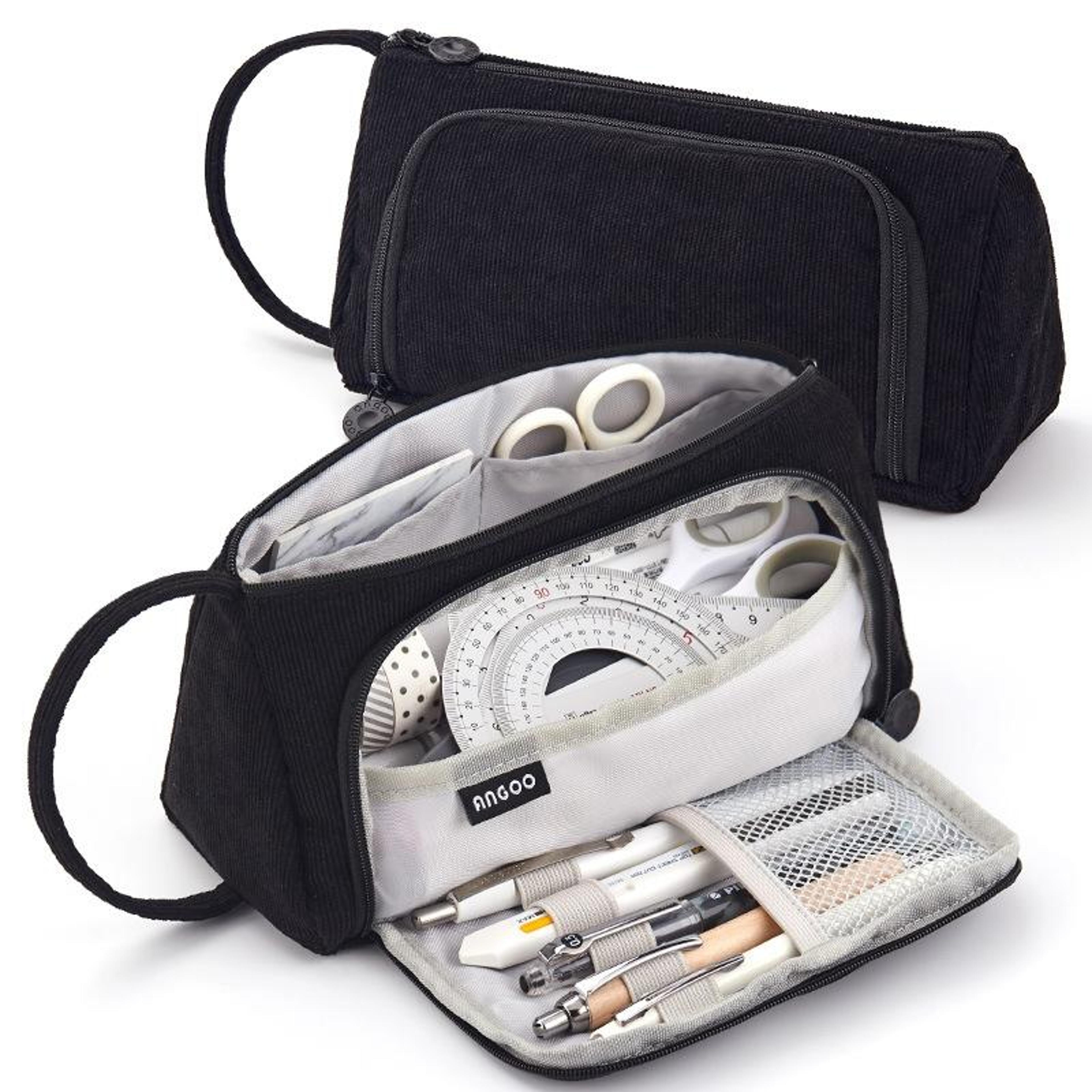 large capacity canvas pencil case student stationery organizer makeup pouch