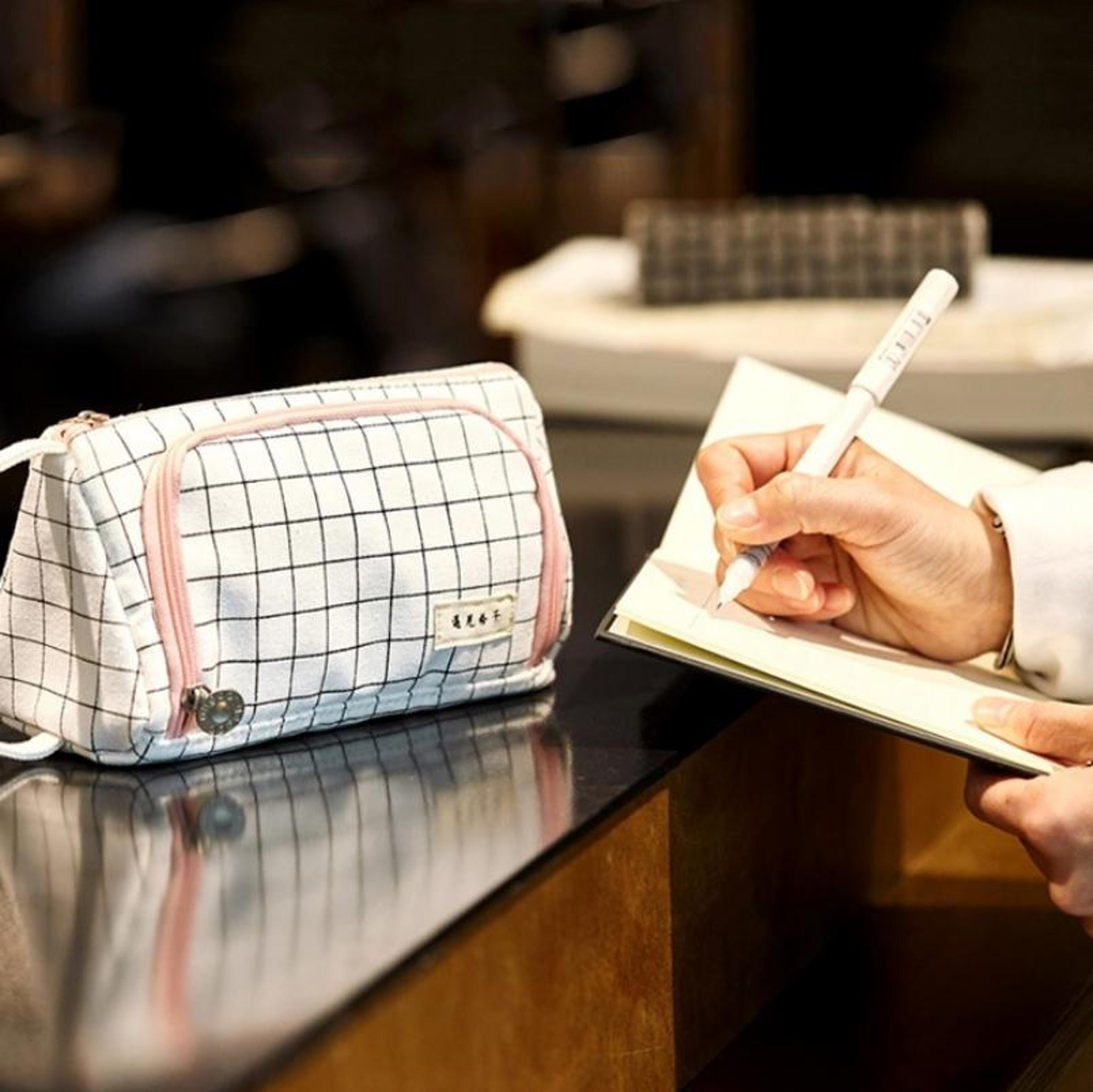large capacity canvas pencil case cute pen pouch stationery organizer for school office and travel