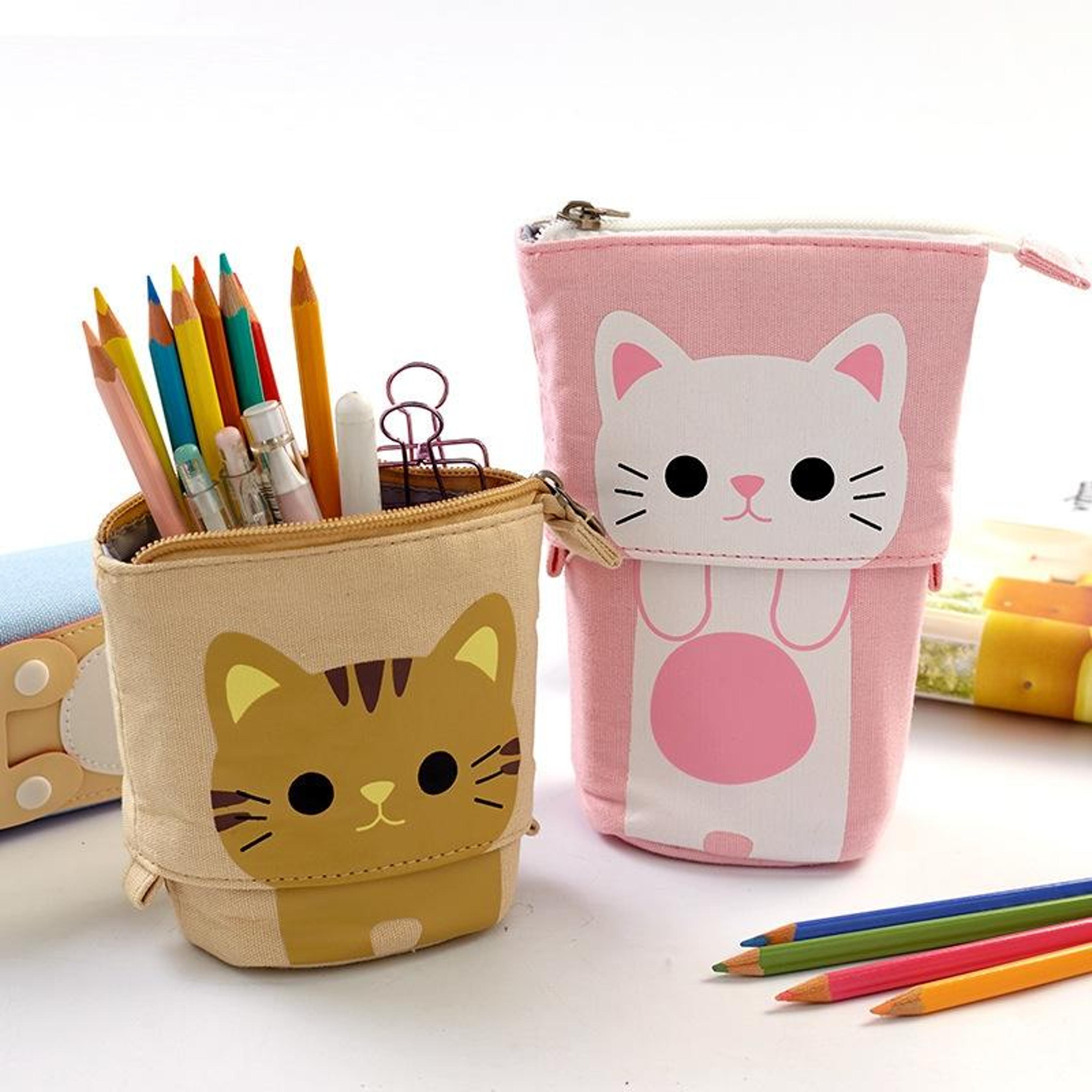 retractable pencil case large capacity canvas pencil pouch with 3 compartments