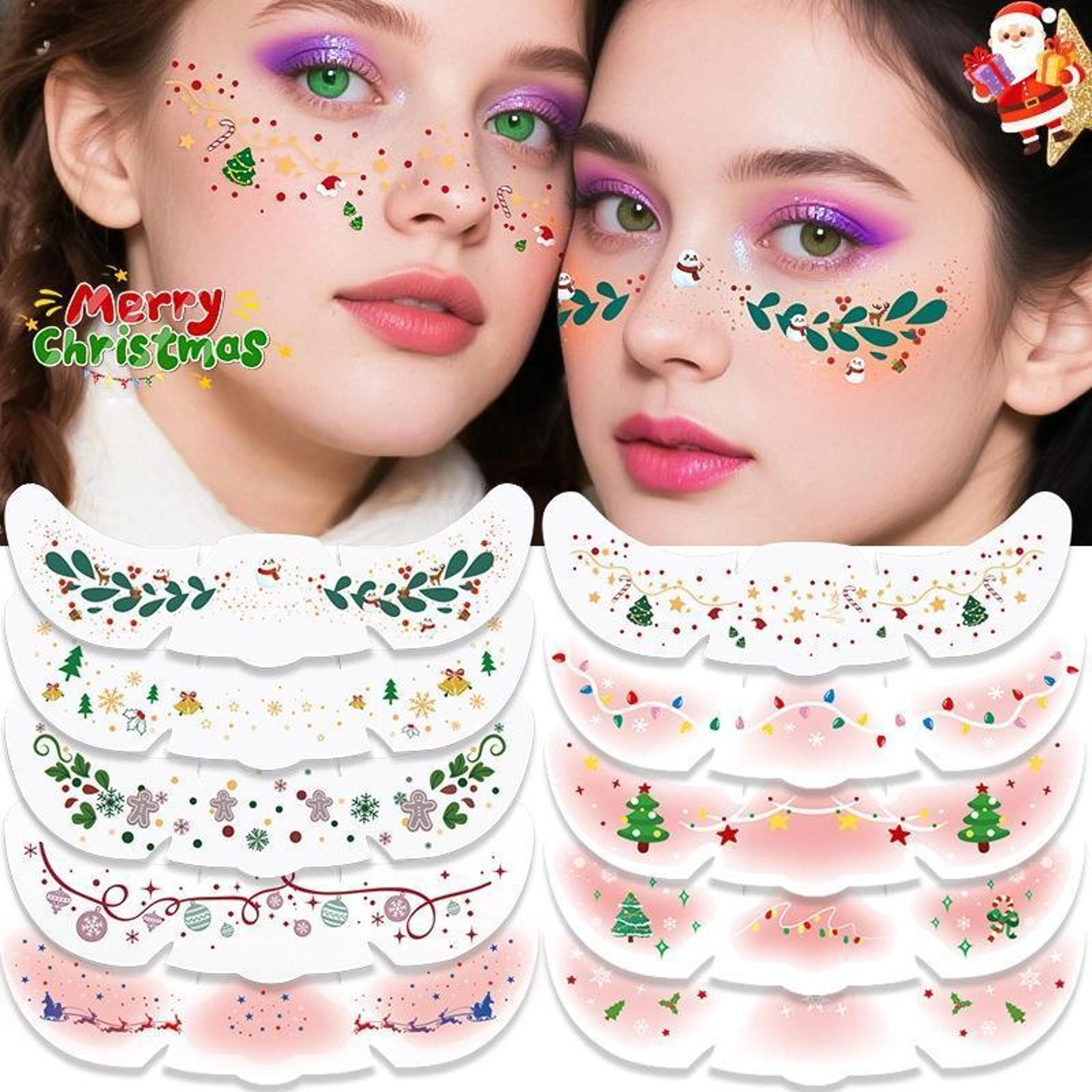 christmas temporary tattoos fake freckle stickers waterproof face tattoo set 6 pcs