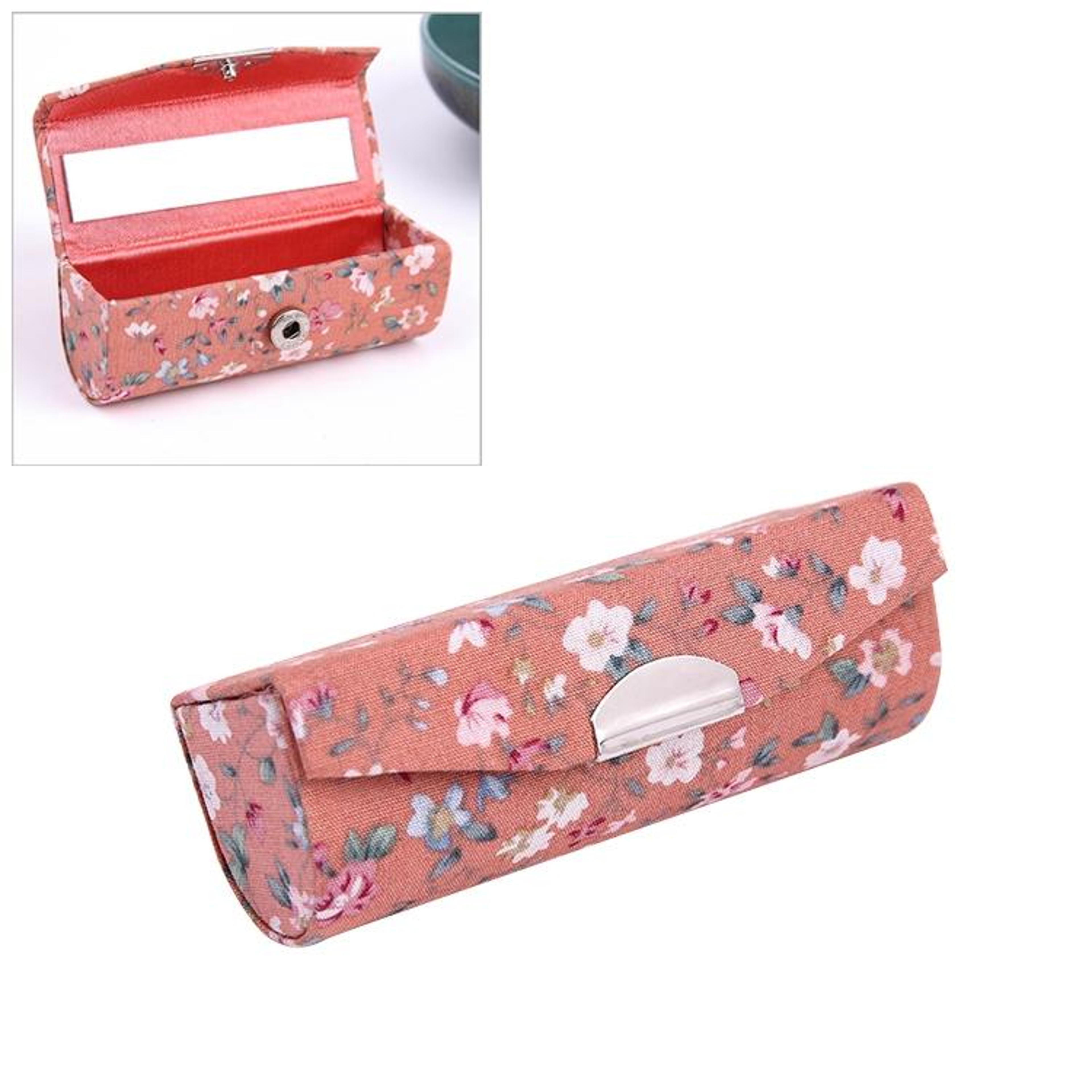 portable lipstick case with mirror travel makeup organizer compact cosmetic storage box