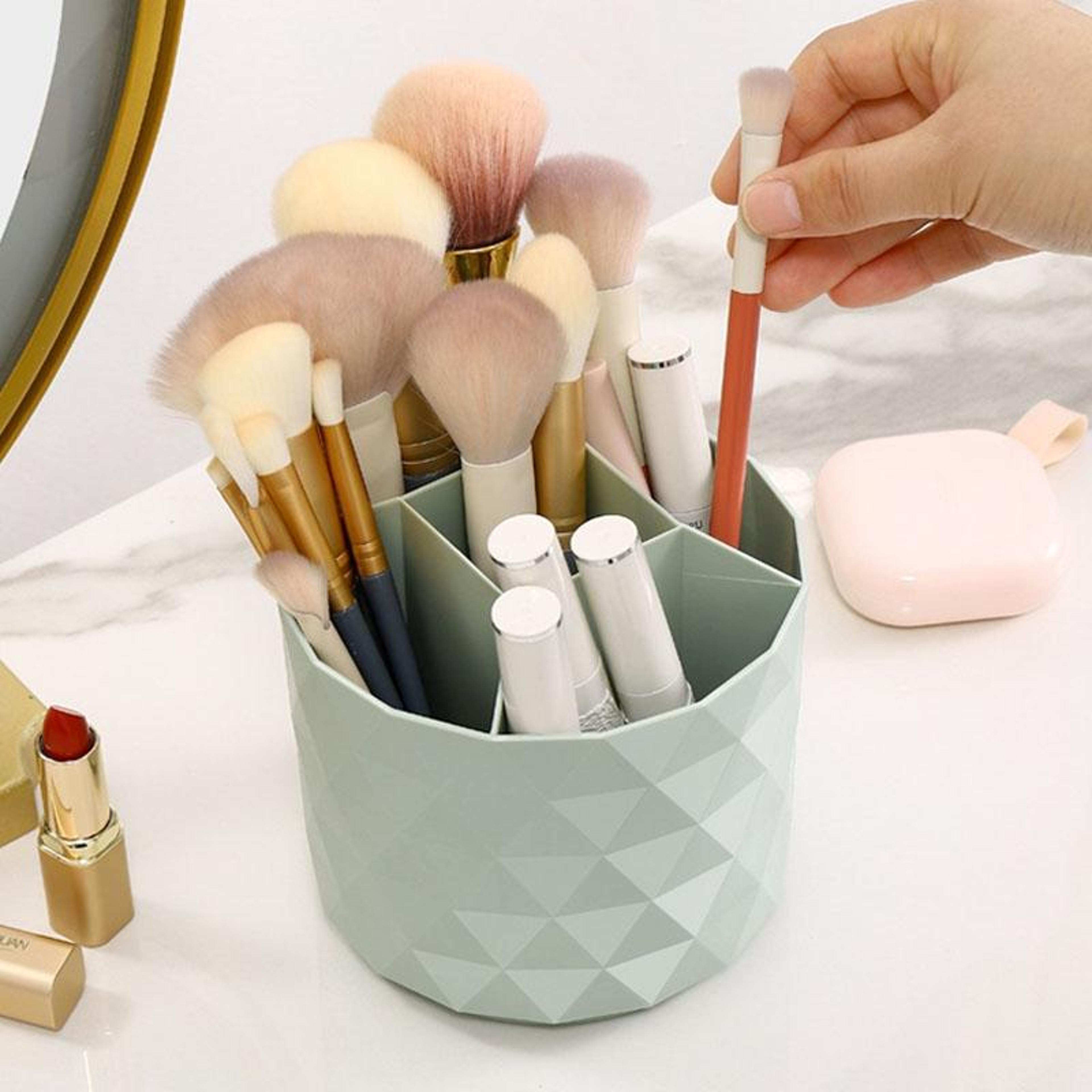 large capacity rotating desk organizer pen holder and makeup brush organizer storage box