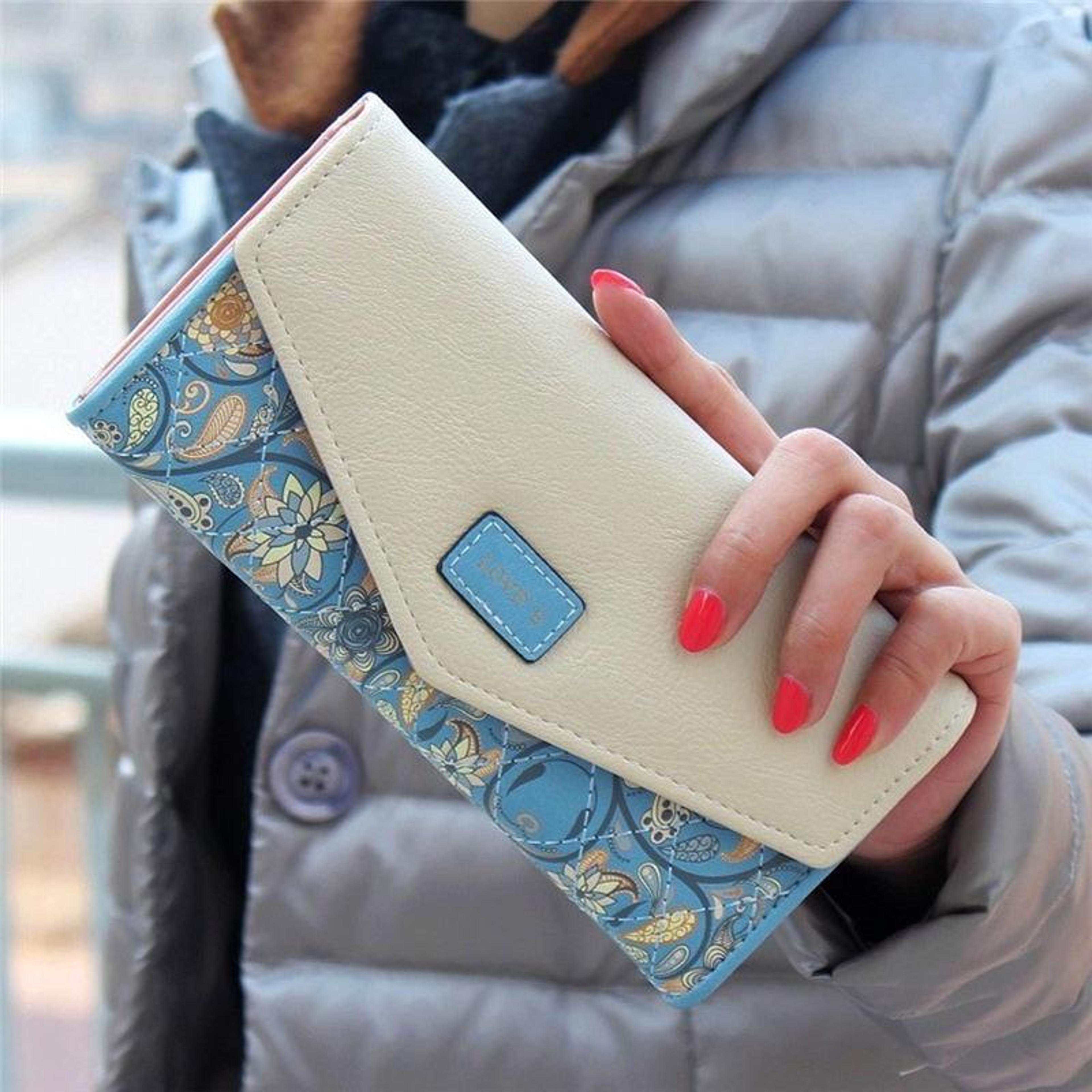 cute womens long wallet pu leather cartoon clutch purse with card slots and coin pocket
