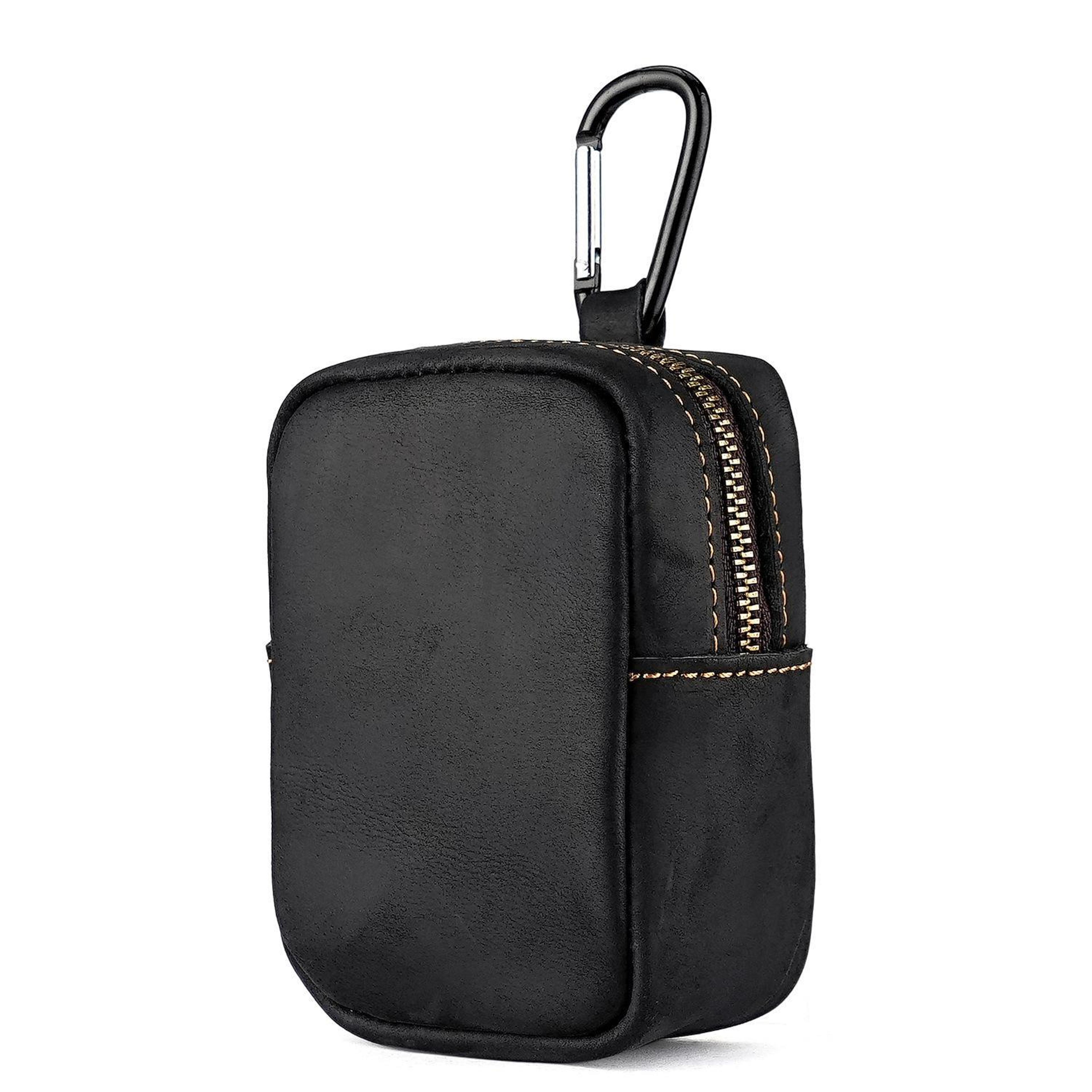 crazy horse genuine leather waist pouch clip on coin purse for keys cash and outdoor everyday carry