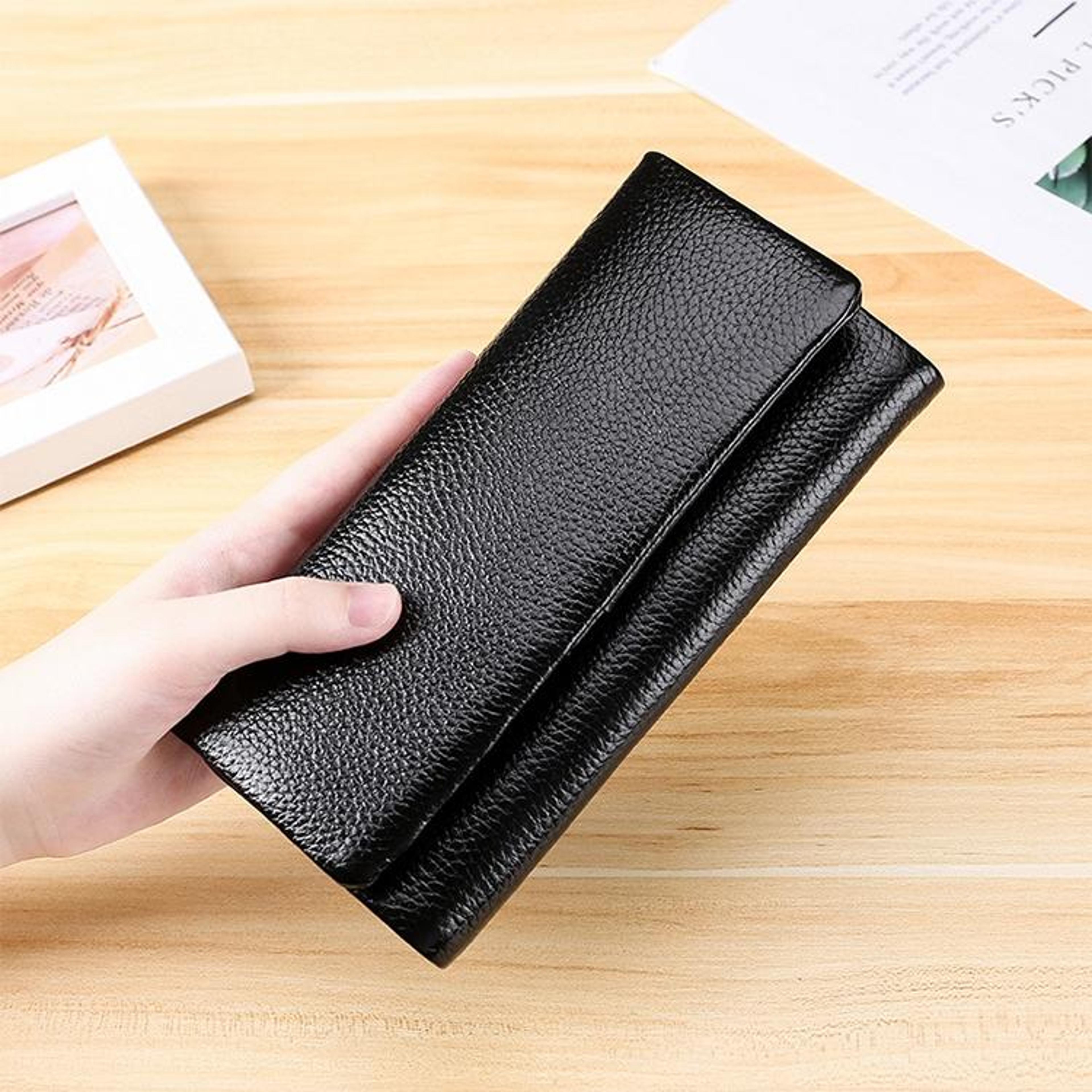 large capacity leather wallet for women litchi texture long card holder wallet purse