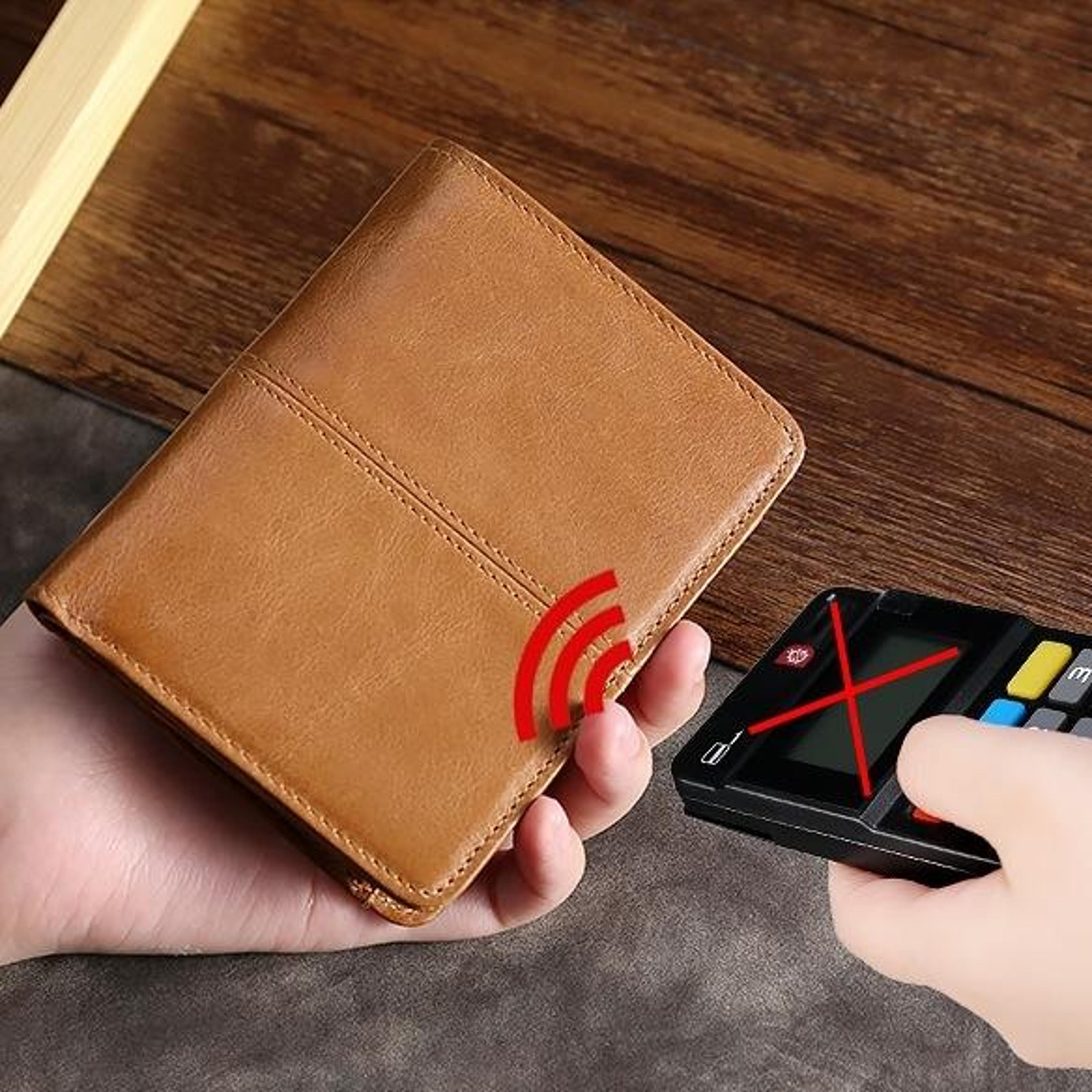 vintage rfid leather wallet genuine leather compact coin purse card holder