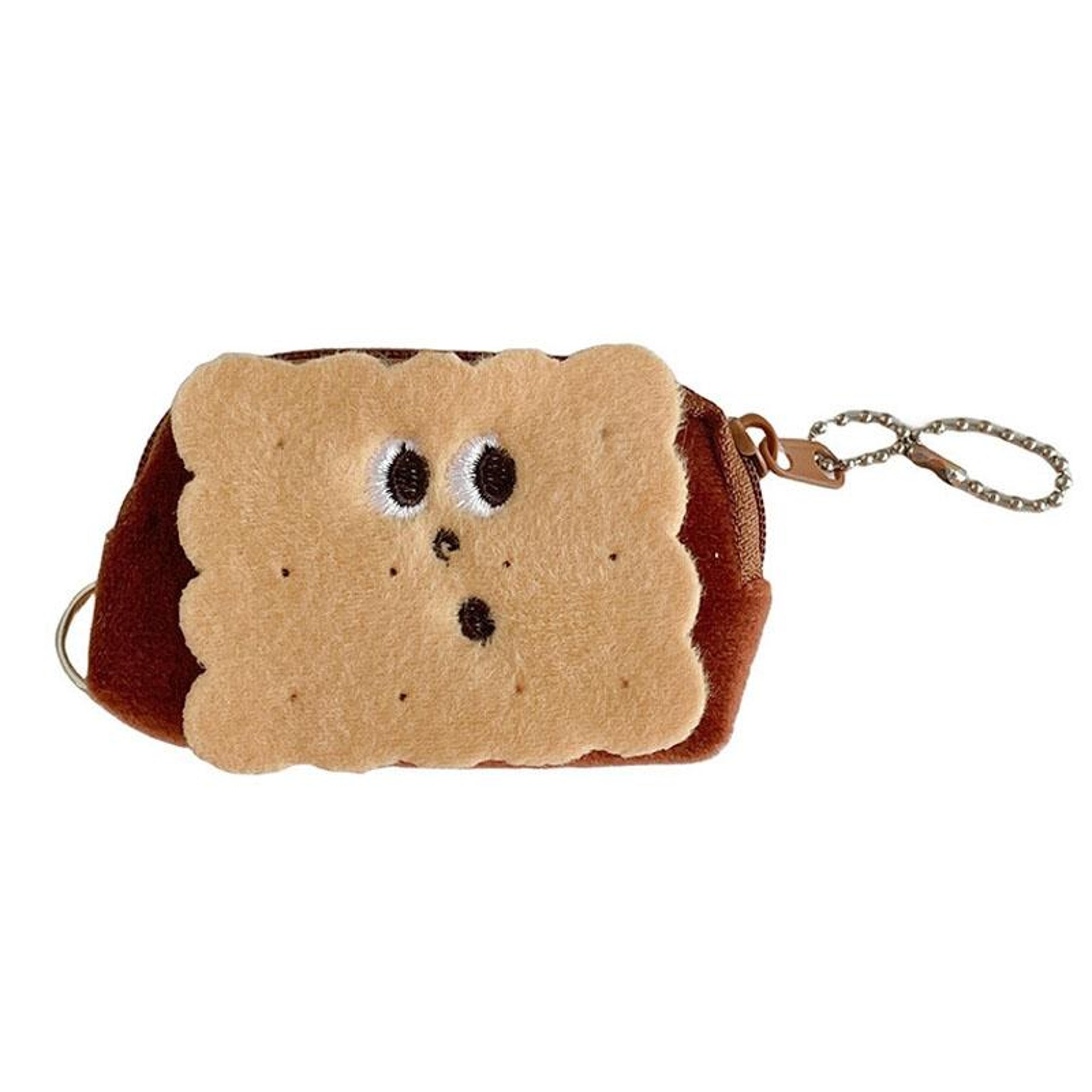 cute cookie plush coin purse mini storage pouch cartoon coin wallet for coins lipstick and cables