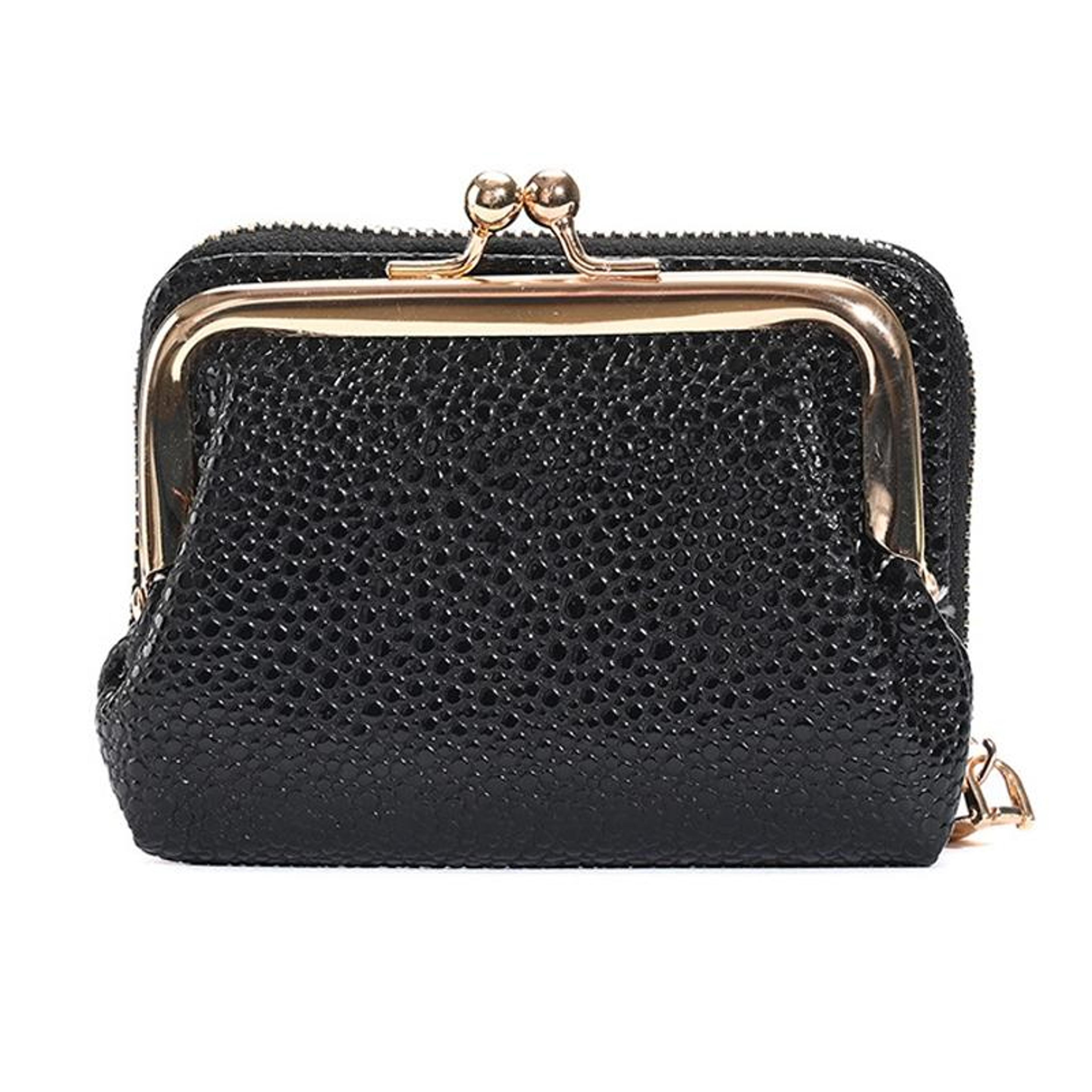elegant women's wallet compact card holder wallet with coin purse and metal buckle