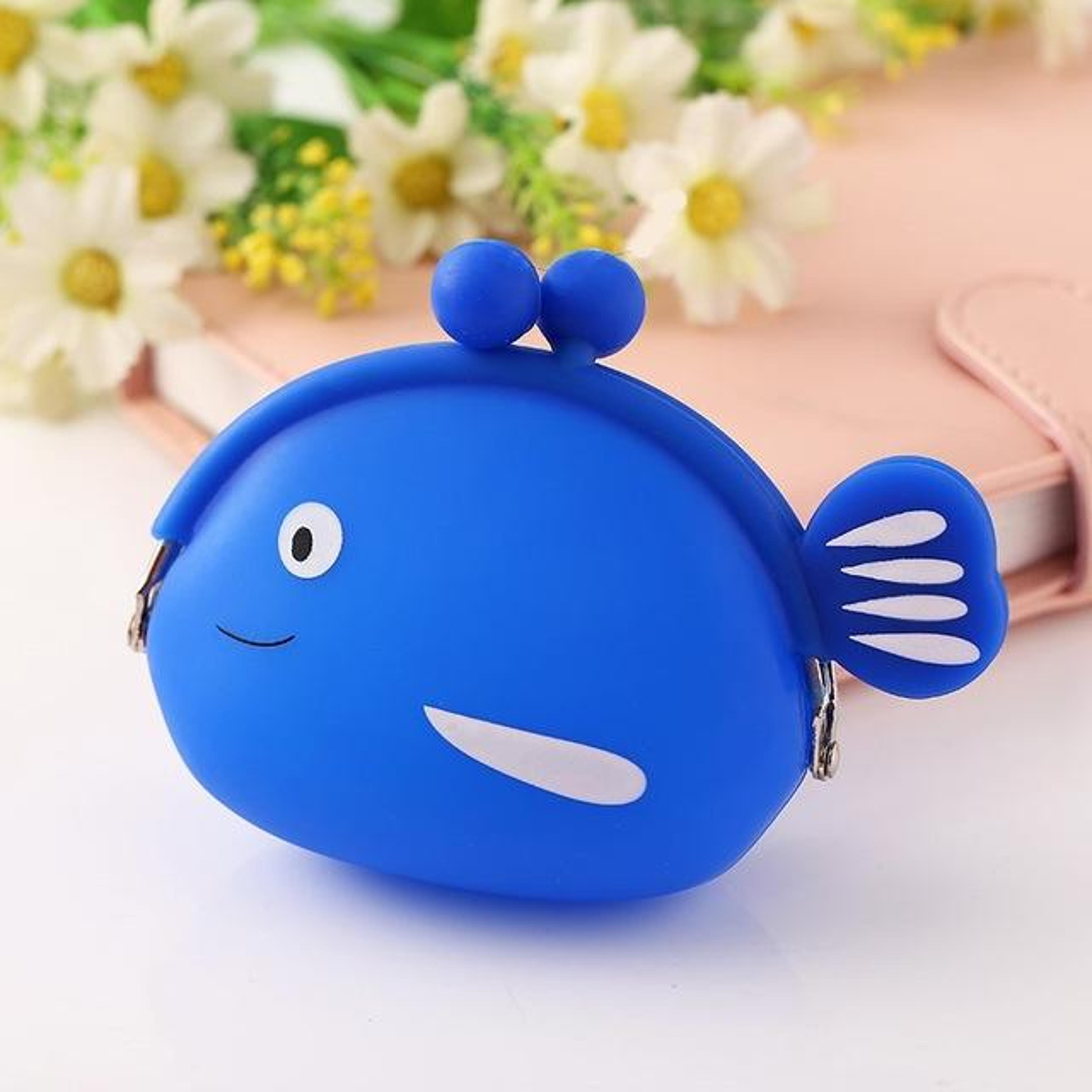 cute fish silicone coin purse mini cartoon change wallet for kids and adults