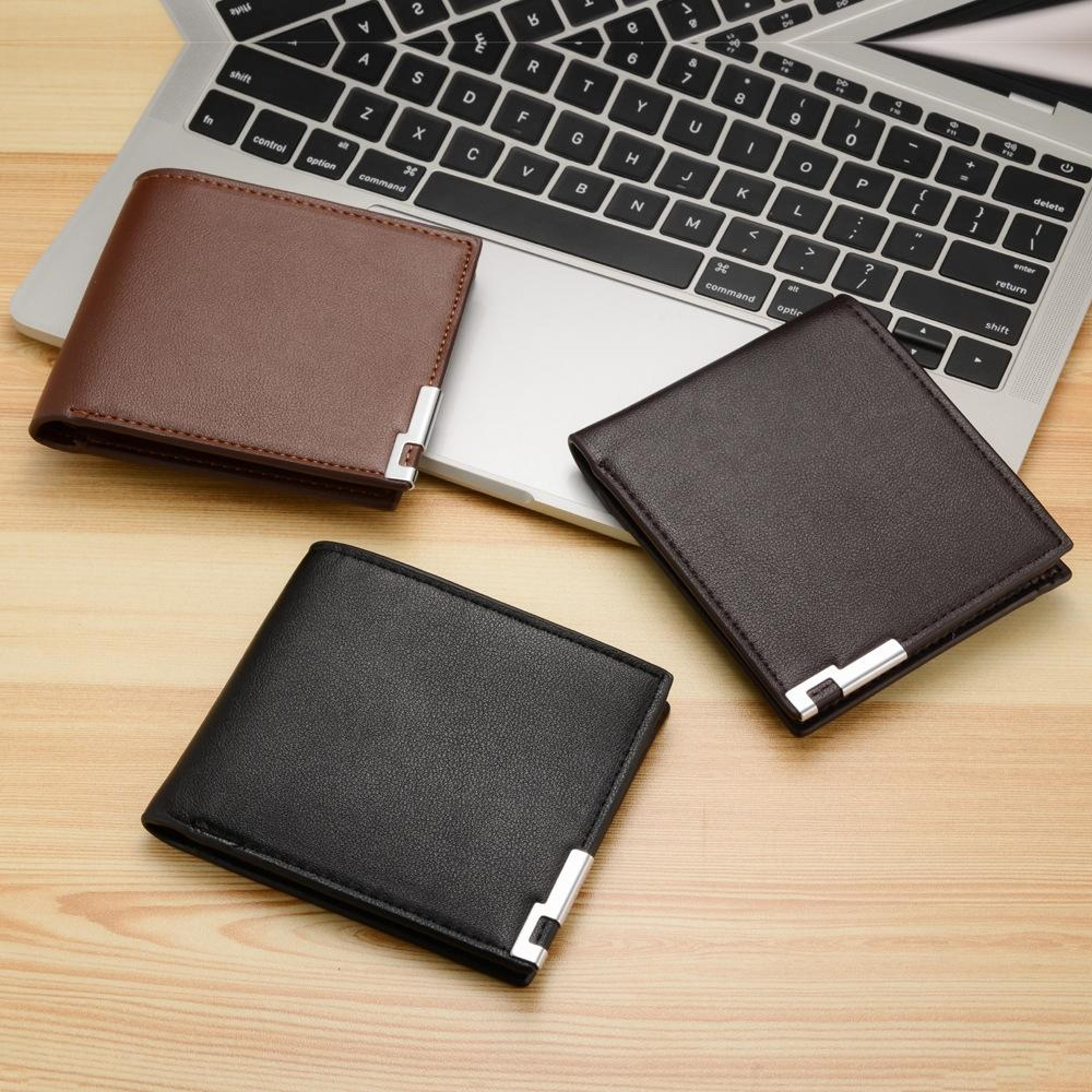 men's pu leather wallet multi card holder with coin pocket compact bifold wallet
