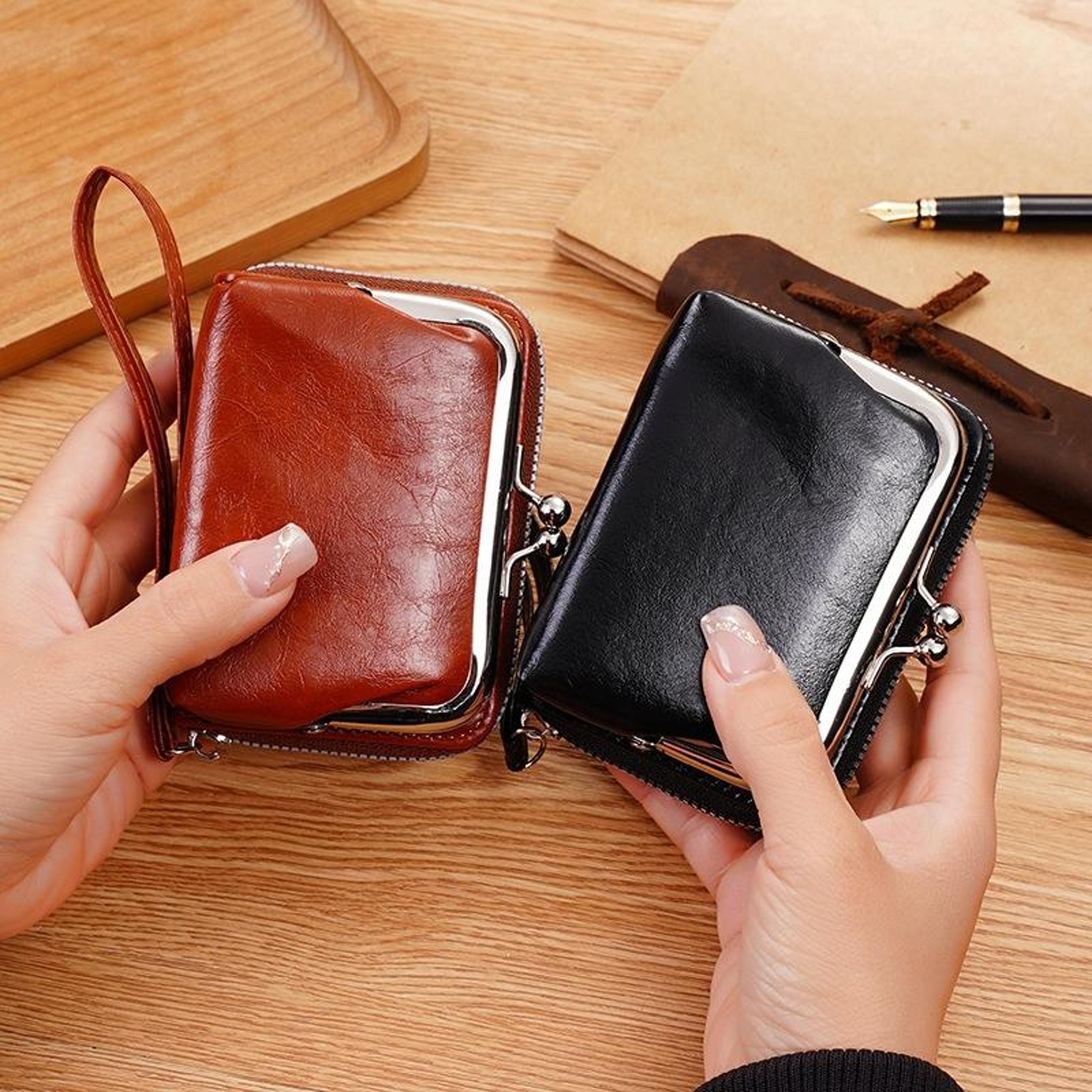 women's pu leather wallet with buckle large capacity card holder coin purse clutch