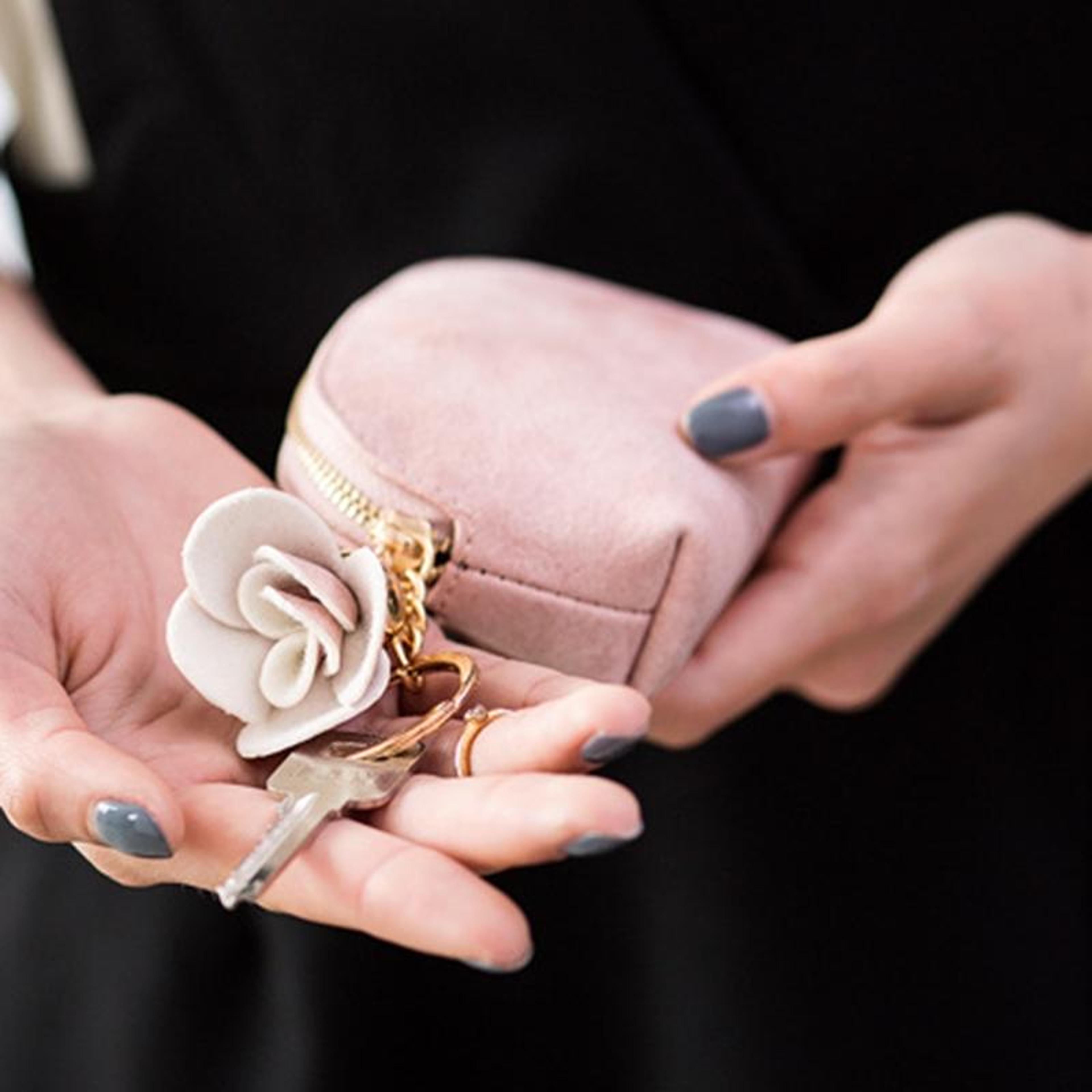 cute mini coin purse with flower tassel charm small zipper coin wallet for women and girls