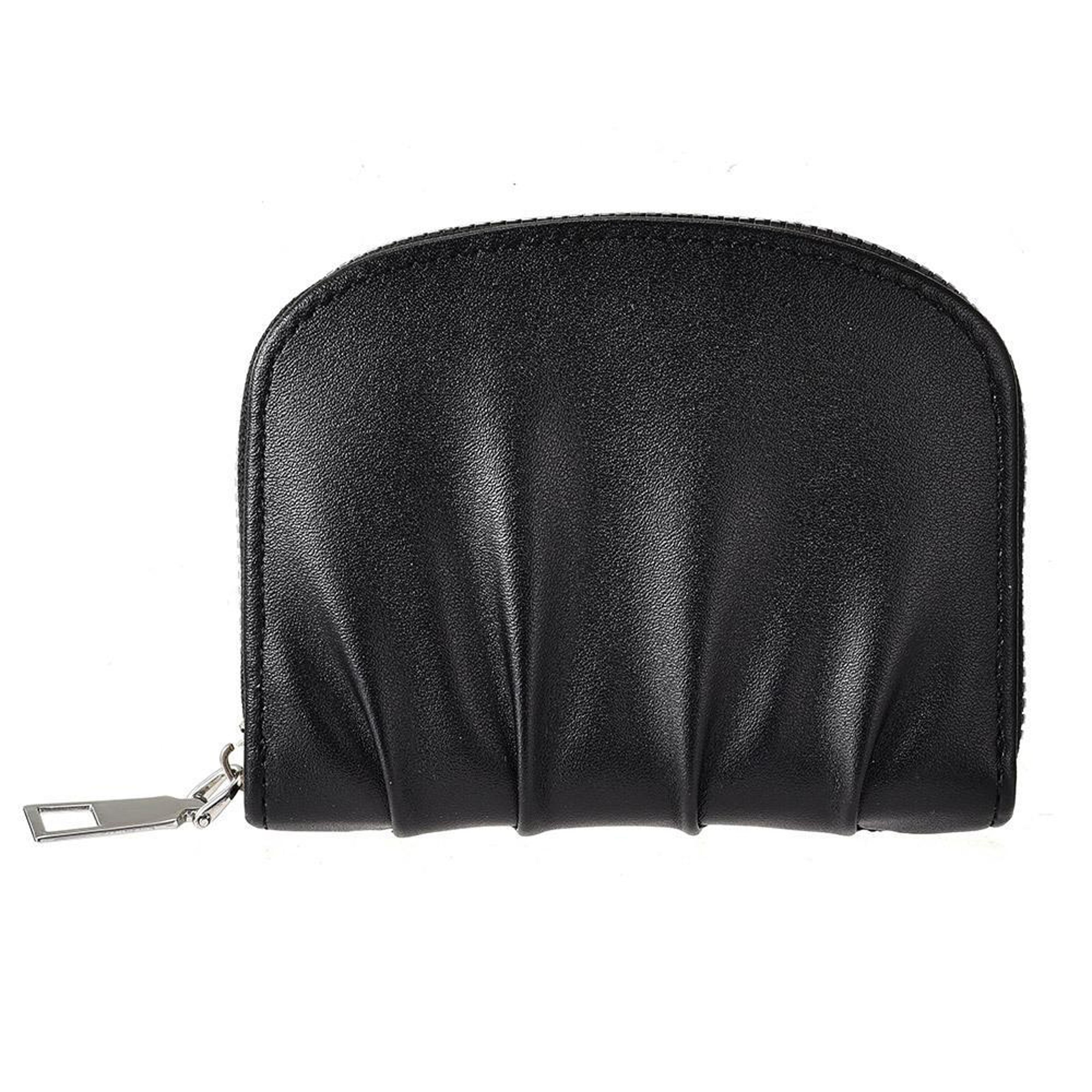 women's pu leather wallet pleated short wallet with zipper coin purse and card holder