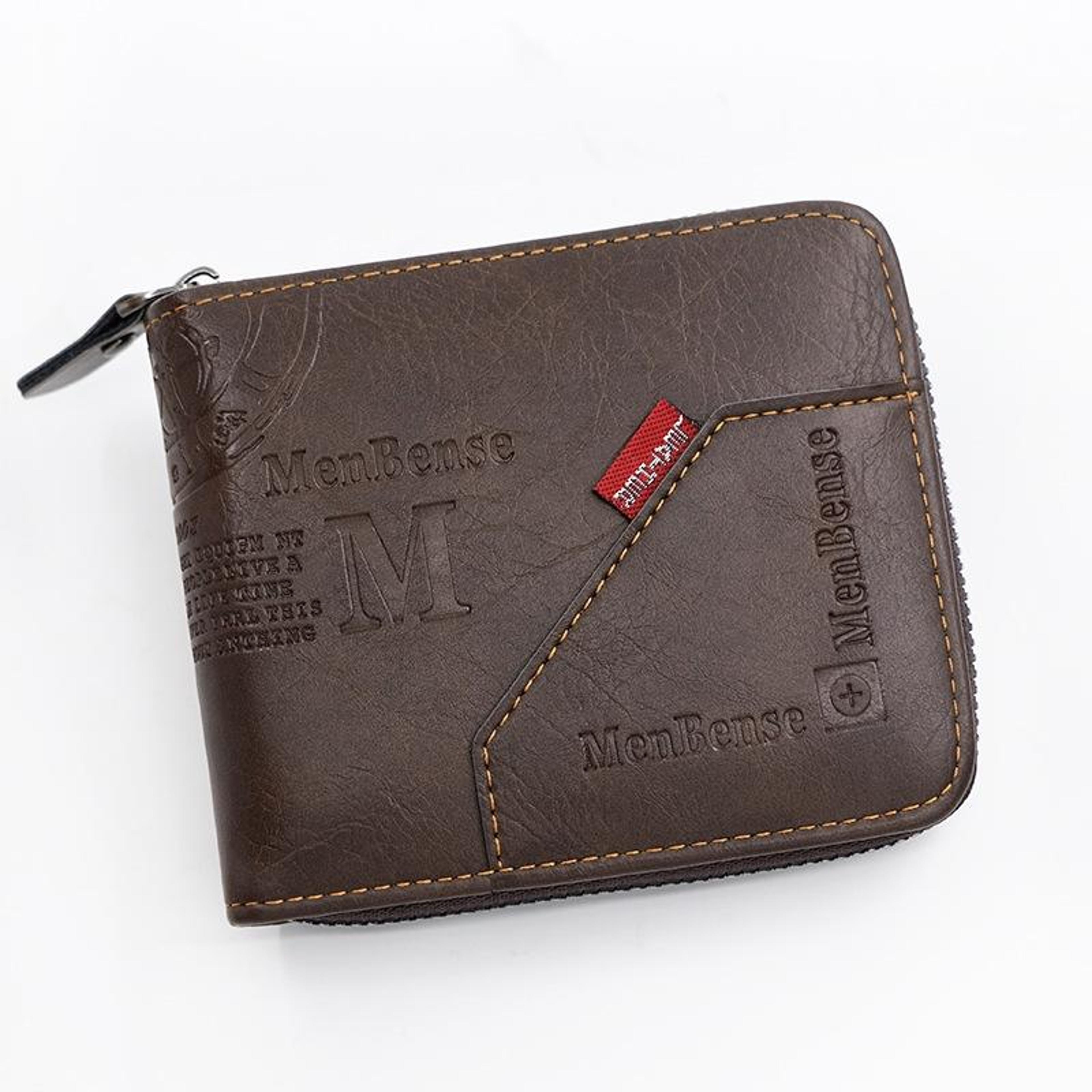 men's leather wallet with zipper coin pocket multi card holder and money clip