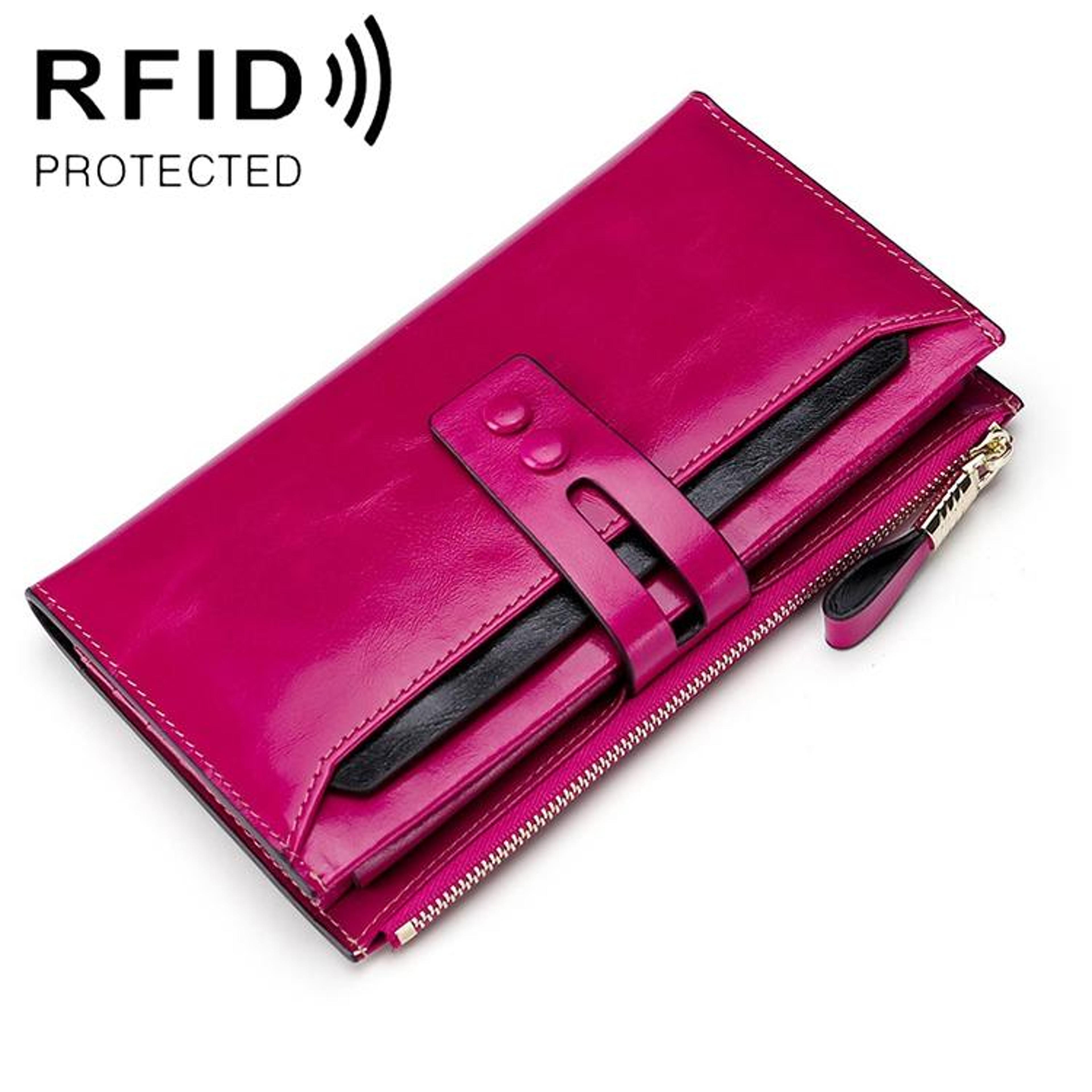 rfid blocking women's leather wallet large capacity clutch purse with detachable card holder